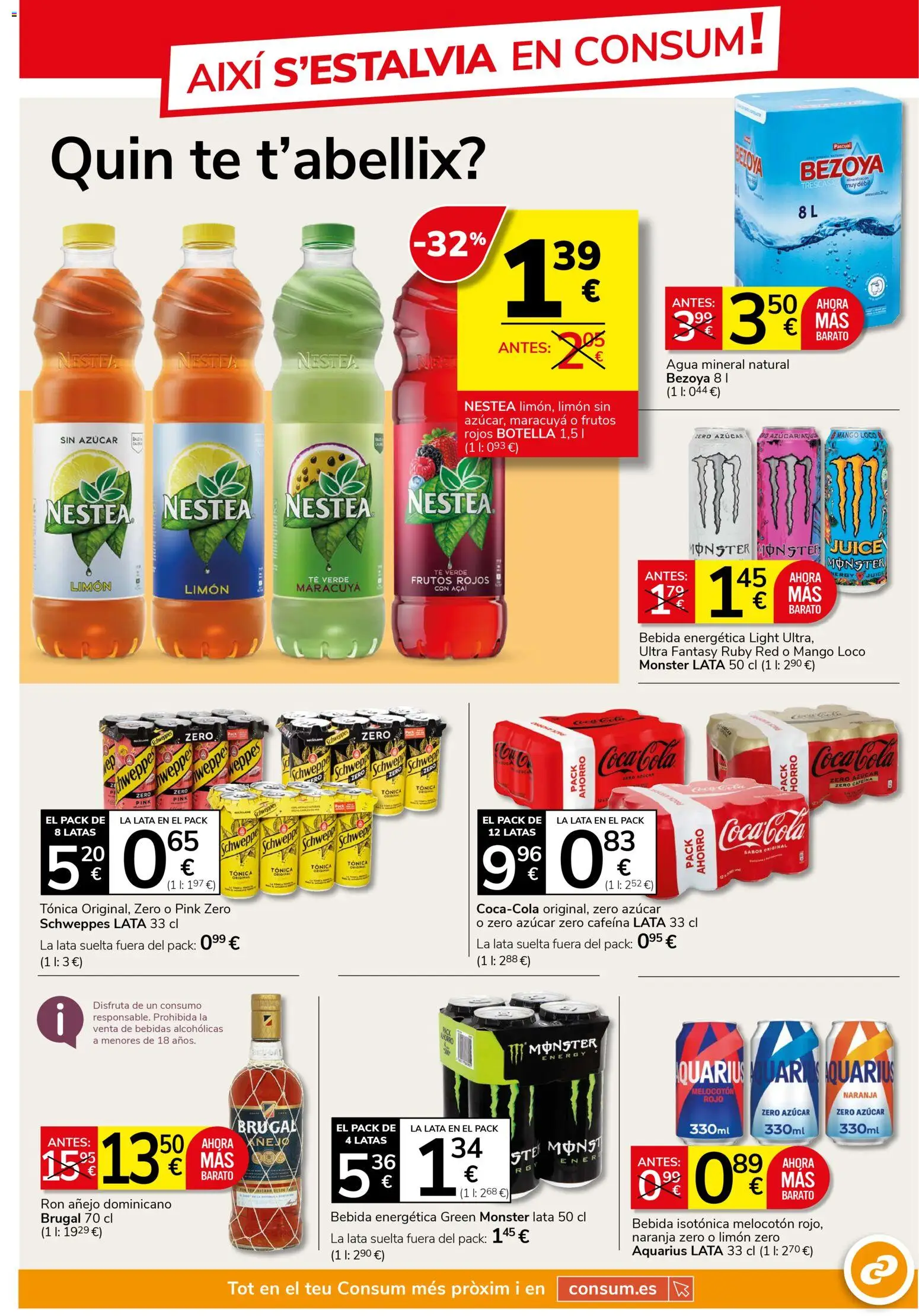 Consum folleto │ válido desde el 26.03.2026 | Página: 13 | Productos: Ron, Té, Melocotón rojo, Ρούτερ