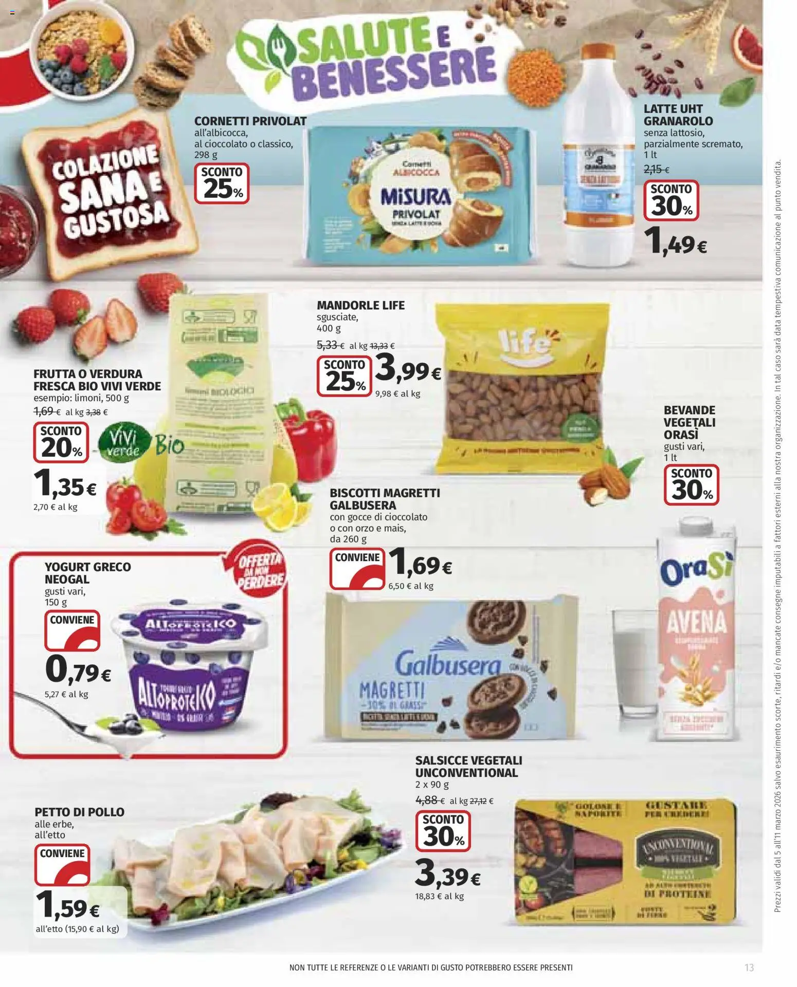 Volantino COOP del 05.03.2026 | Pagina: 13 | Prodotti: Biscotti, Frutta, Latte, Mandorle