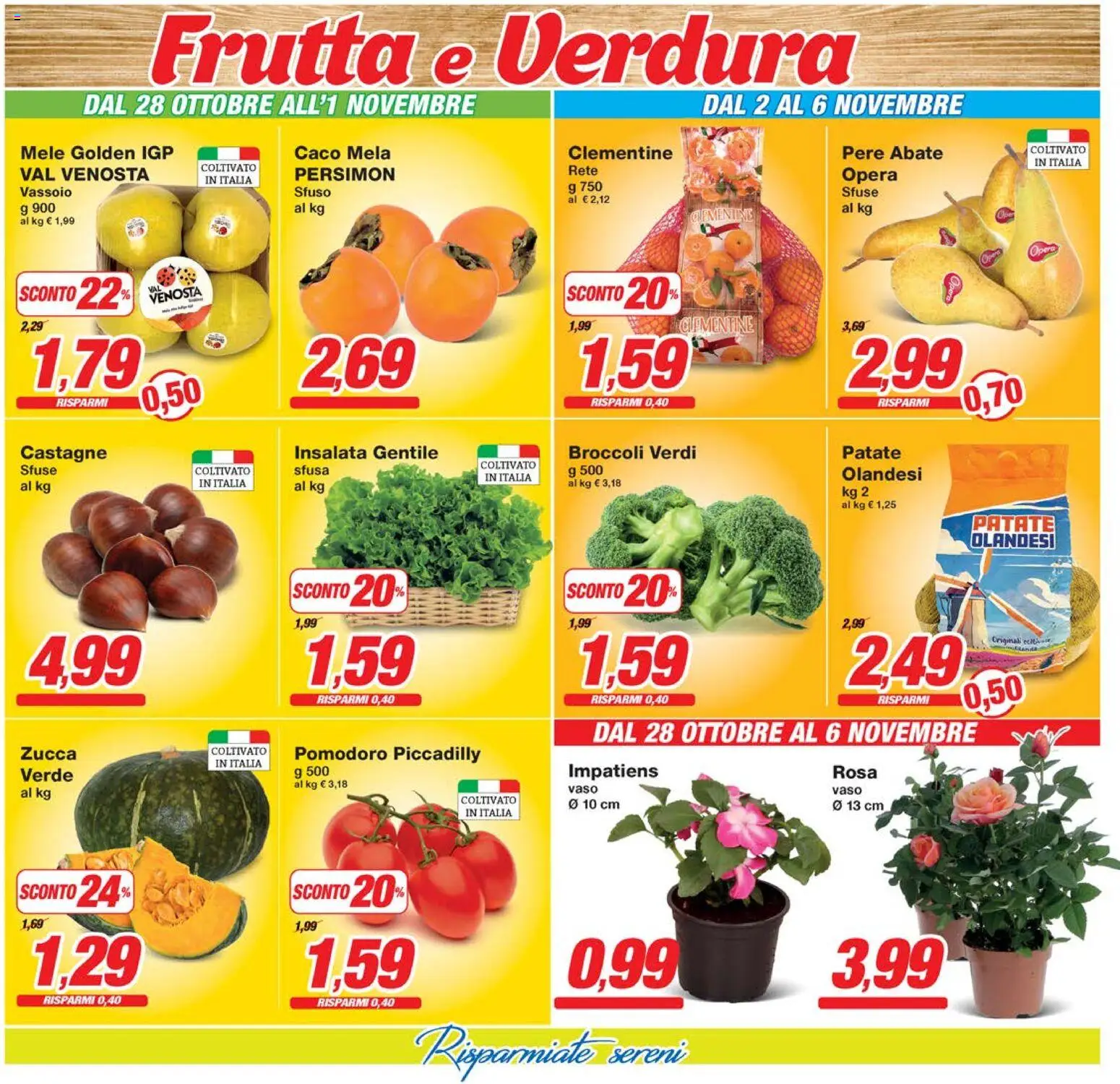 Volantino Prix del 28.10.2025 | Pagina: 6 | Prodotti: Mele, Frutta, Vassoio, Vaso