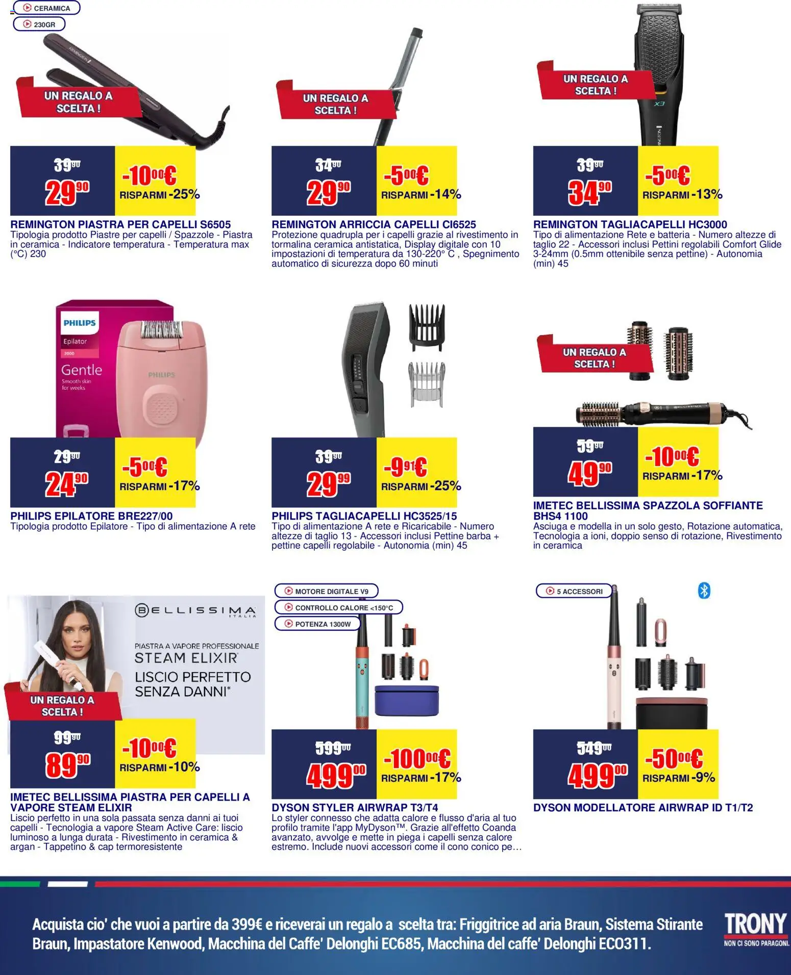 Volantino Trony del 16.04.2026 | Pagina: 9 | Prodotti: Spazzola, Piastra per capelli, Friggitrice, Dyson