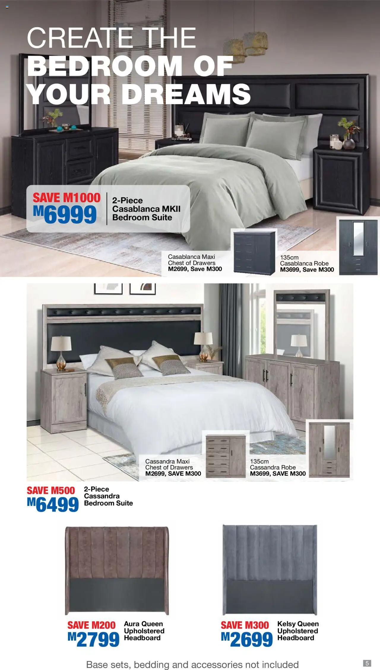 New OK Furniture catalogue – valid from 06.10.2025 | Page: 5 | Products: Headboard, Chest of drawers