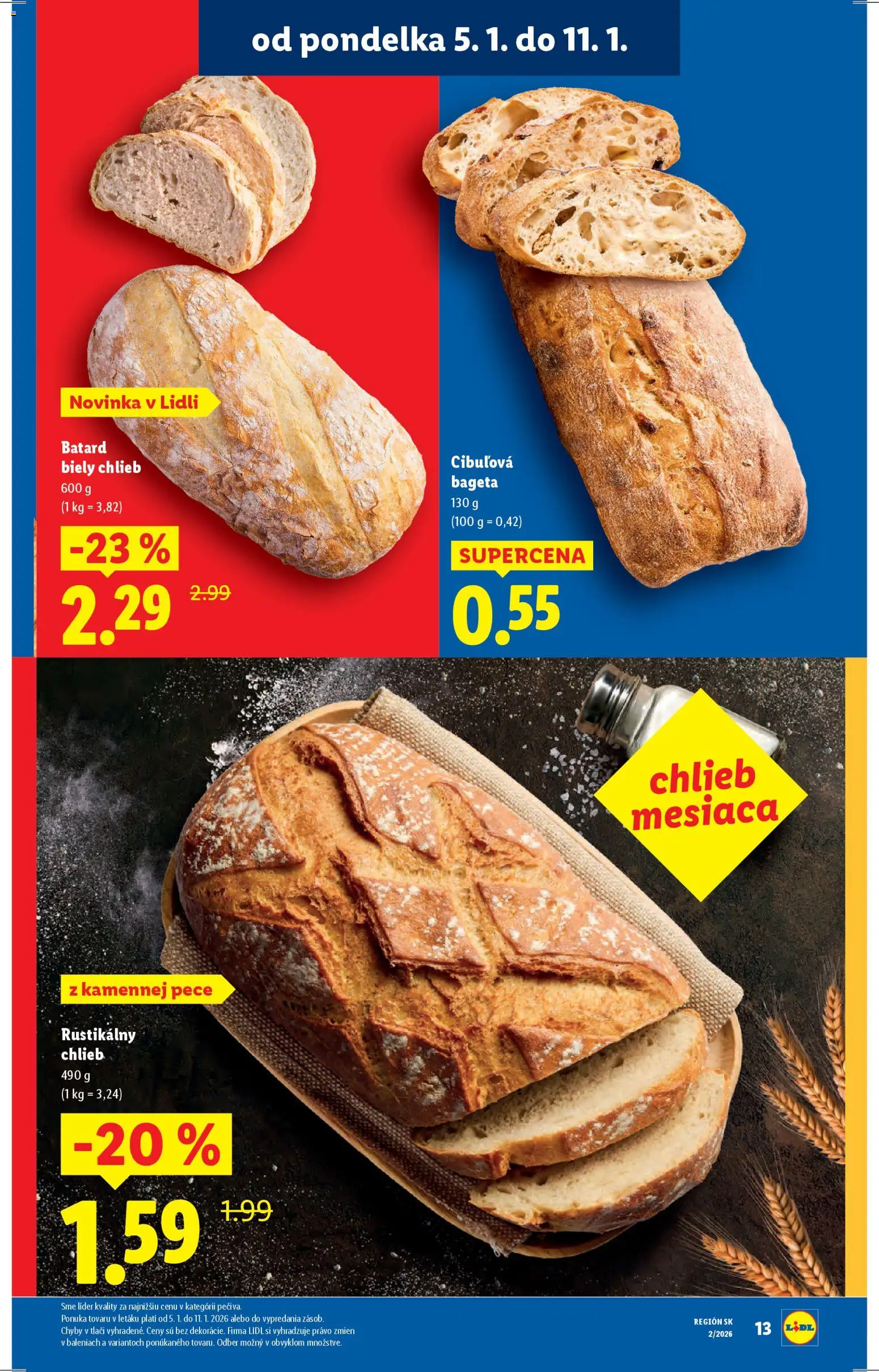 Nové Lidl akcie – leták je platný od 05.01.2026 | Strana: 13 | Produkty: Chlieb