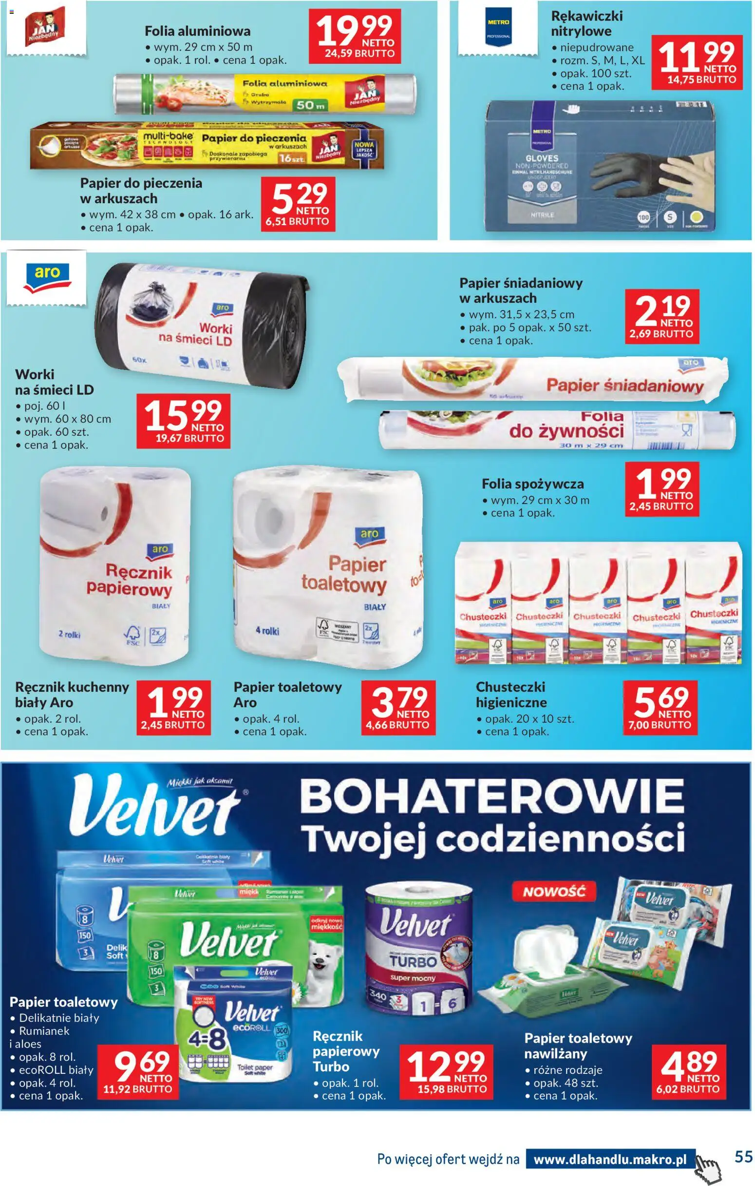 Makro Gazetka - Dystrybucja do sklepów od 20.01.2026 | Strona: 55 | Produkty: Folia spożywcza, Papier toaletowy, Papier śniadaniowy, Papier do pieczenia