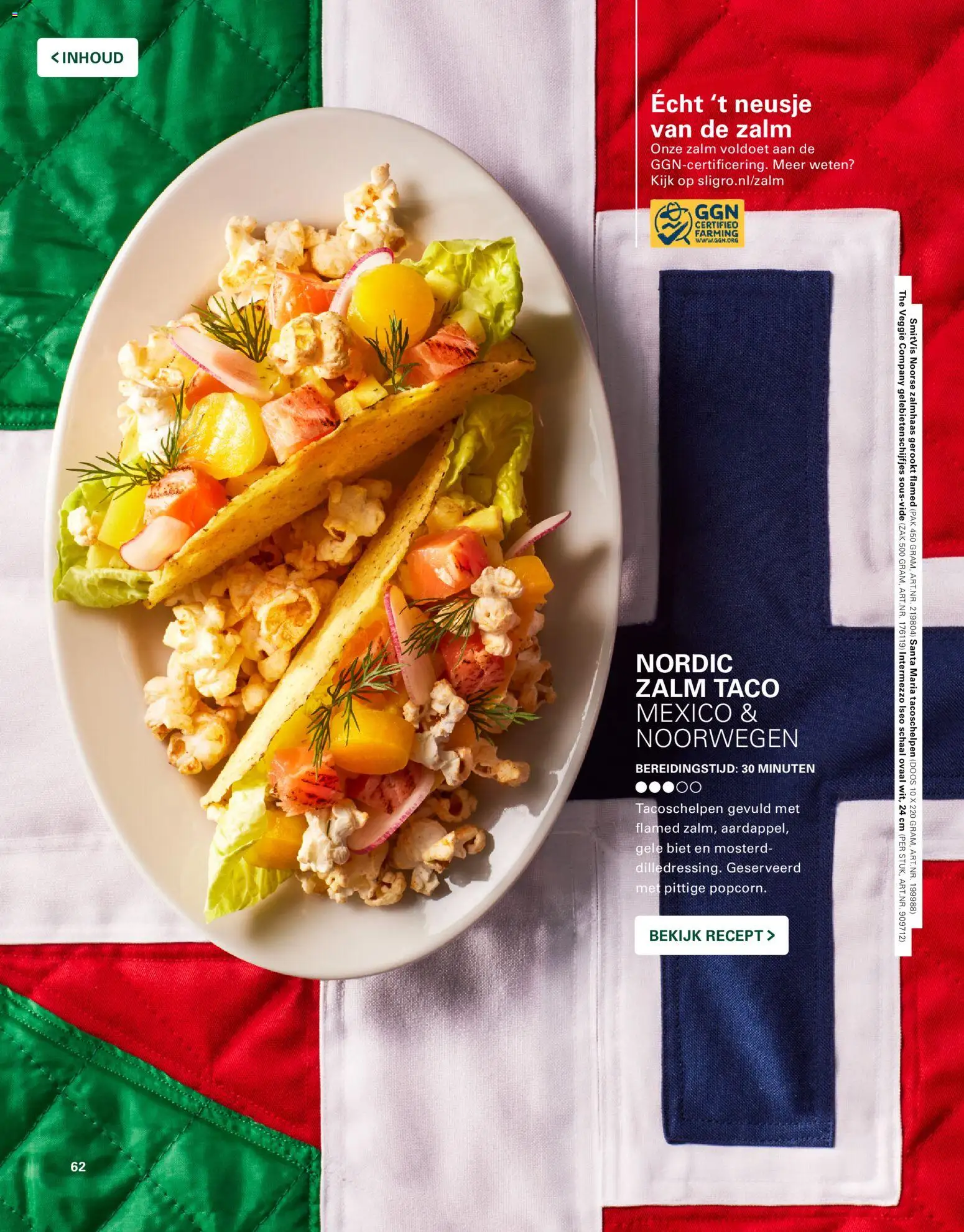 {H1} | Pagina: 62 | Producten: Schaal, Zalm, Taco, Zak