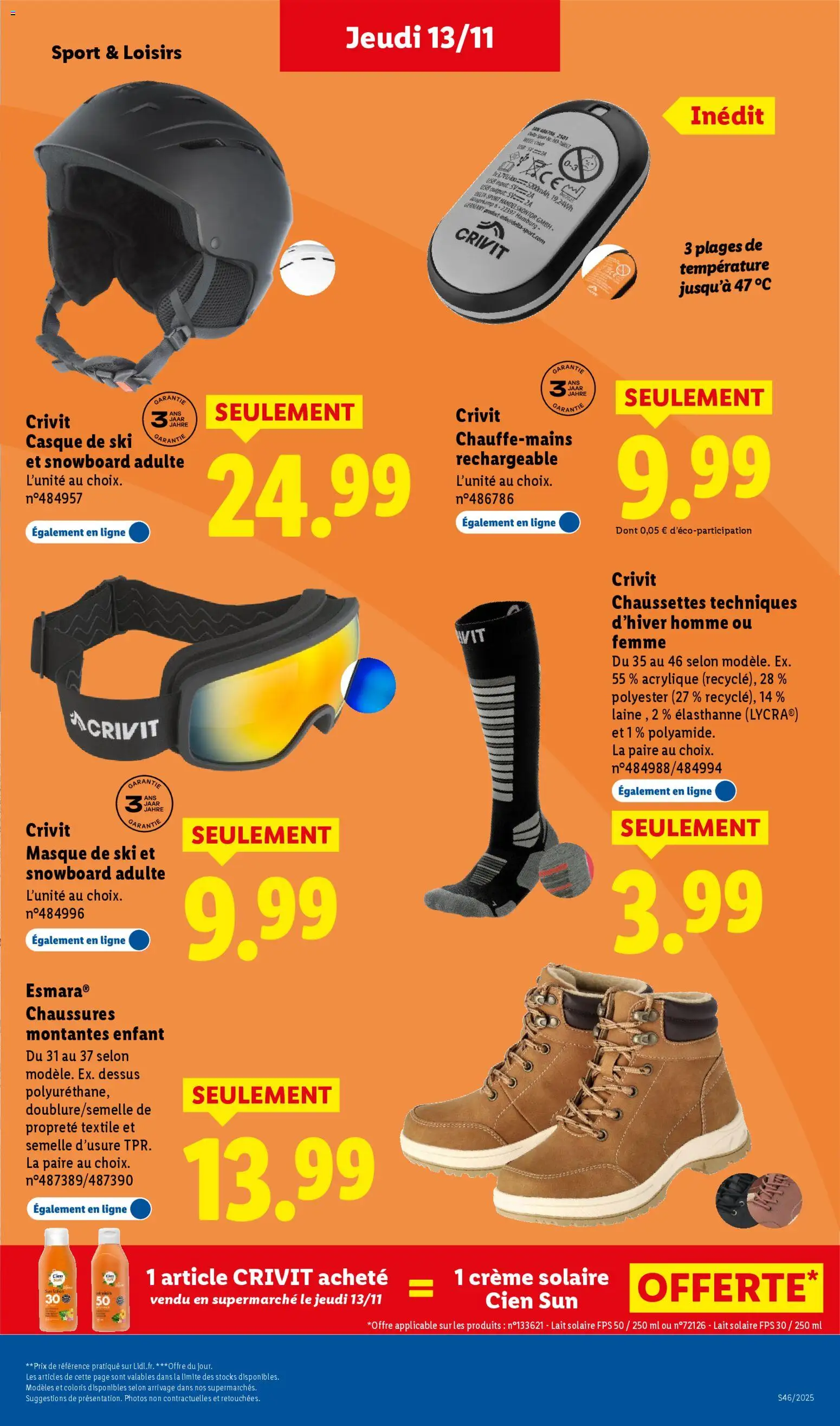 {H1} | Page: 7 | Produits: Casque de ski, Masque, Crème solaire, Lait