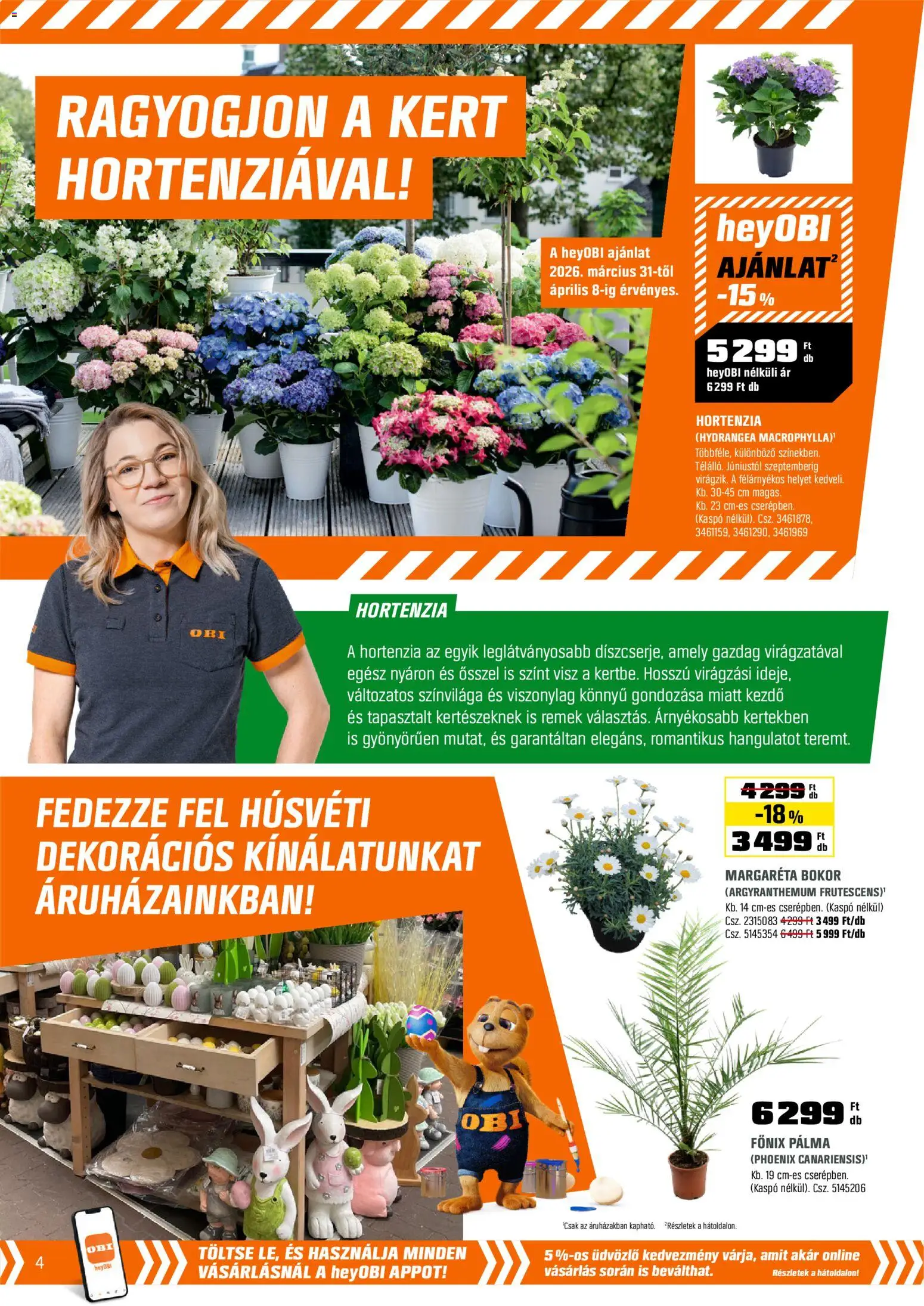 OBI akciós ujság - amely érvényes a következő dátumtól: 31.03.2026 | Oldal: 4 | Termékek: Hortenzia, Kaspó