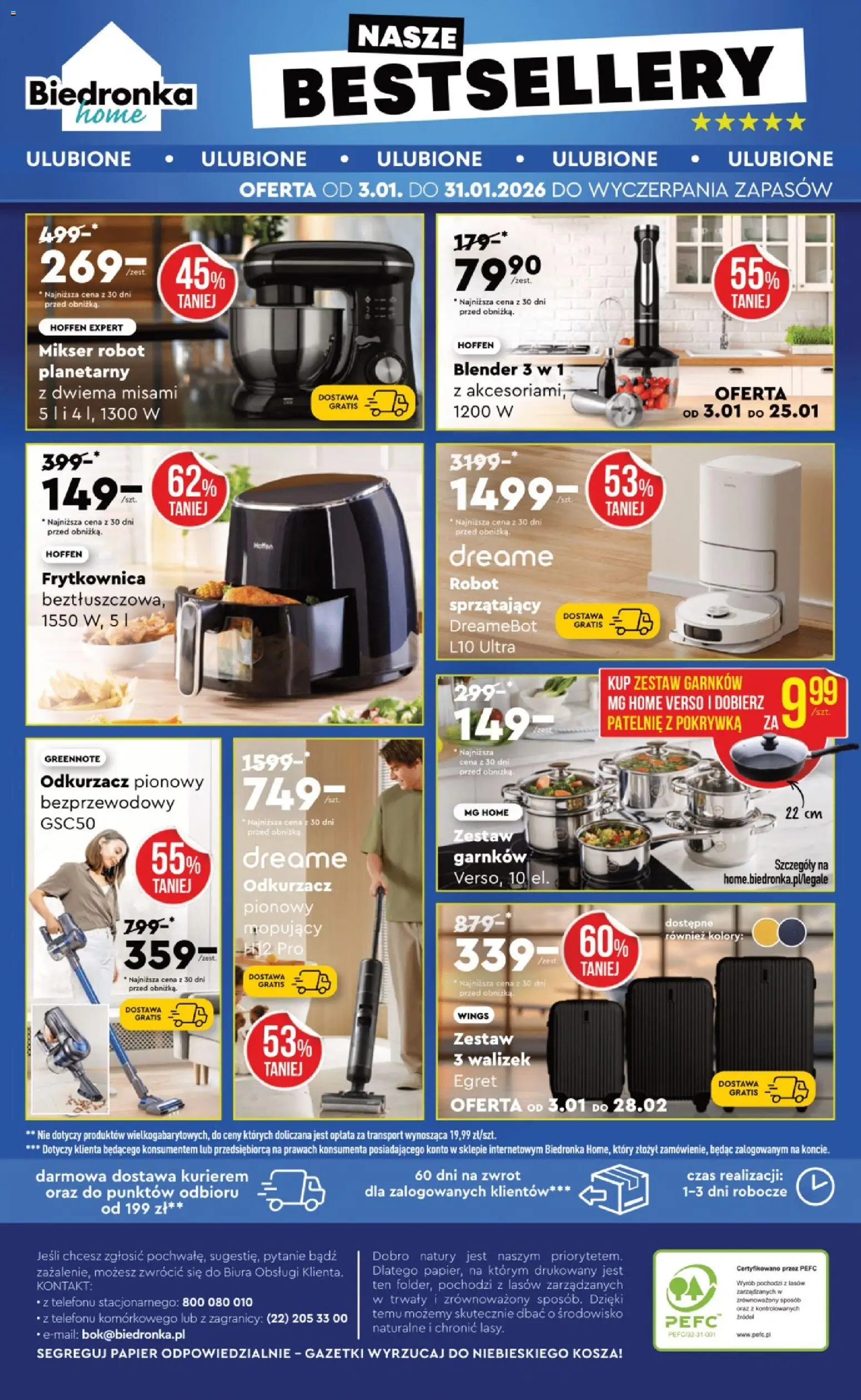 Biedronka gazetka - Home od 03.01.2026 | Strona: 6 | Produkty: Mikser, Cleaner, Patelnie, Frytkownica beztłuszczowa