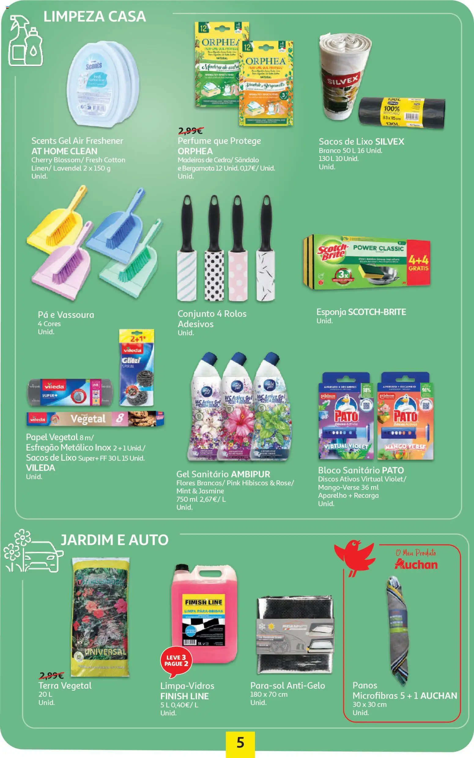 Auchan - Preços Redondos │ válido de 13.01.2026 | Página: 5 | Produtos: Esfregão, Flores, Madeiras, Pá