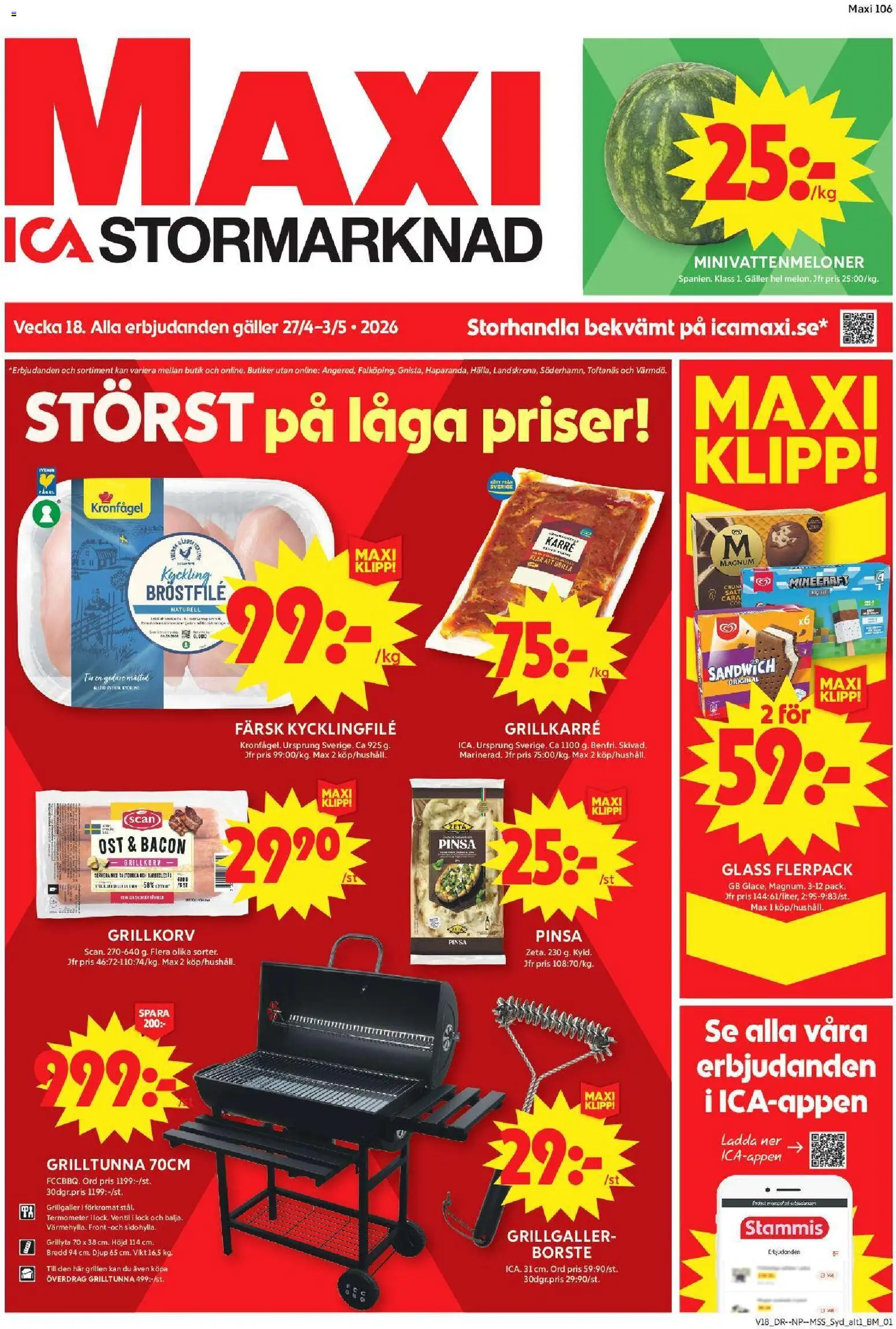 ICA Maxi reklamblad aktuell från 27.04.2026 | Sida: 1