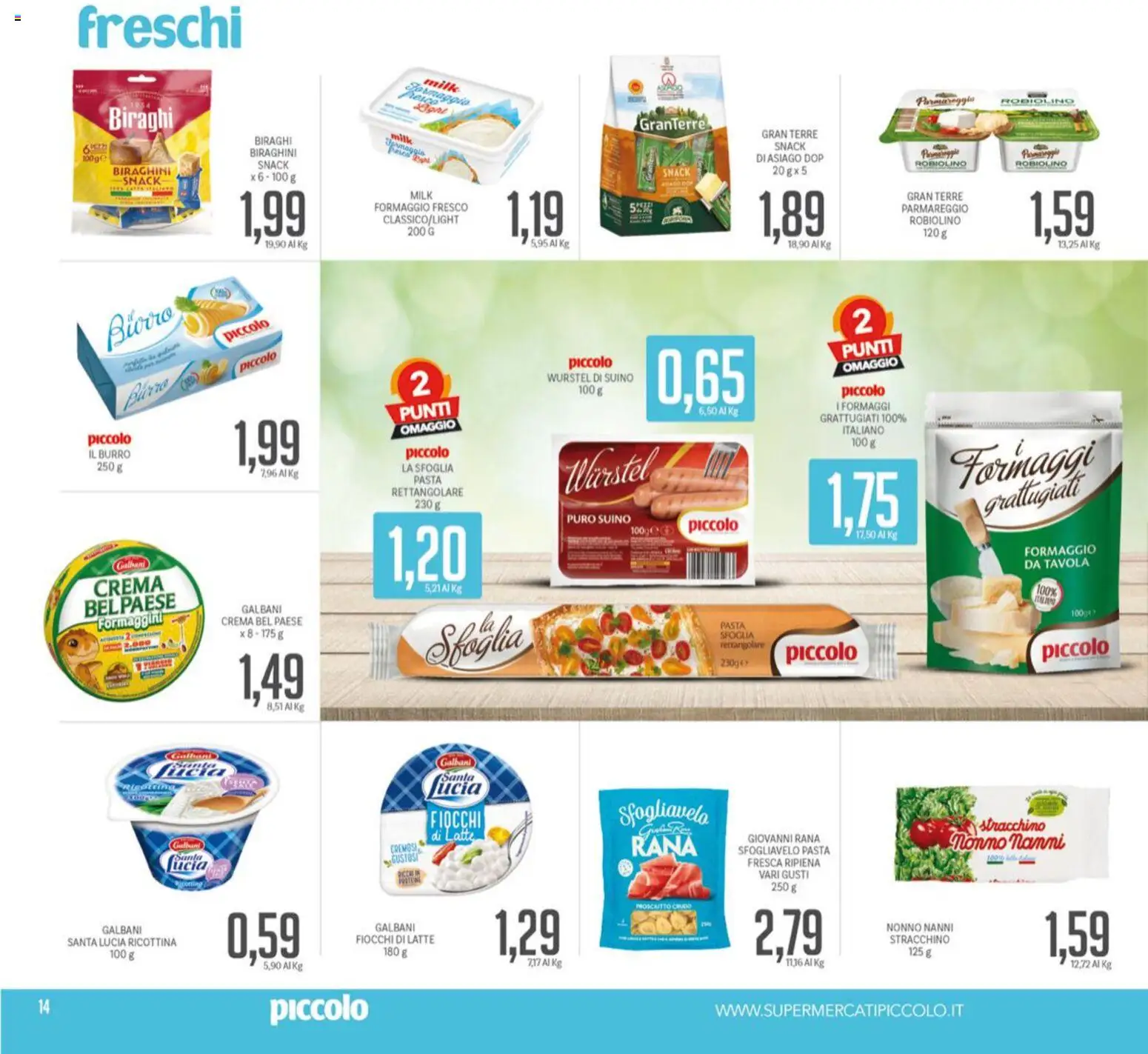 Volantino Piccolo del 16.03.2026 | Pagina: 14 | Prodotti: Crema, Fiocchi di latte, Pasta, Tonno