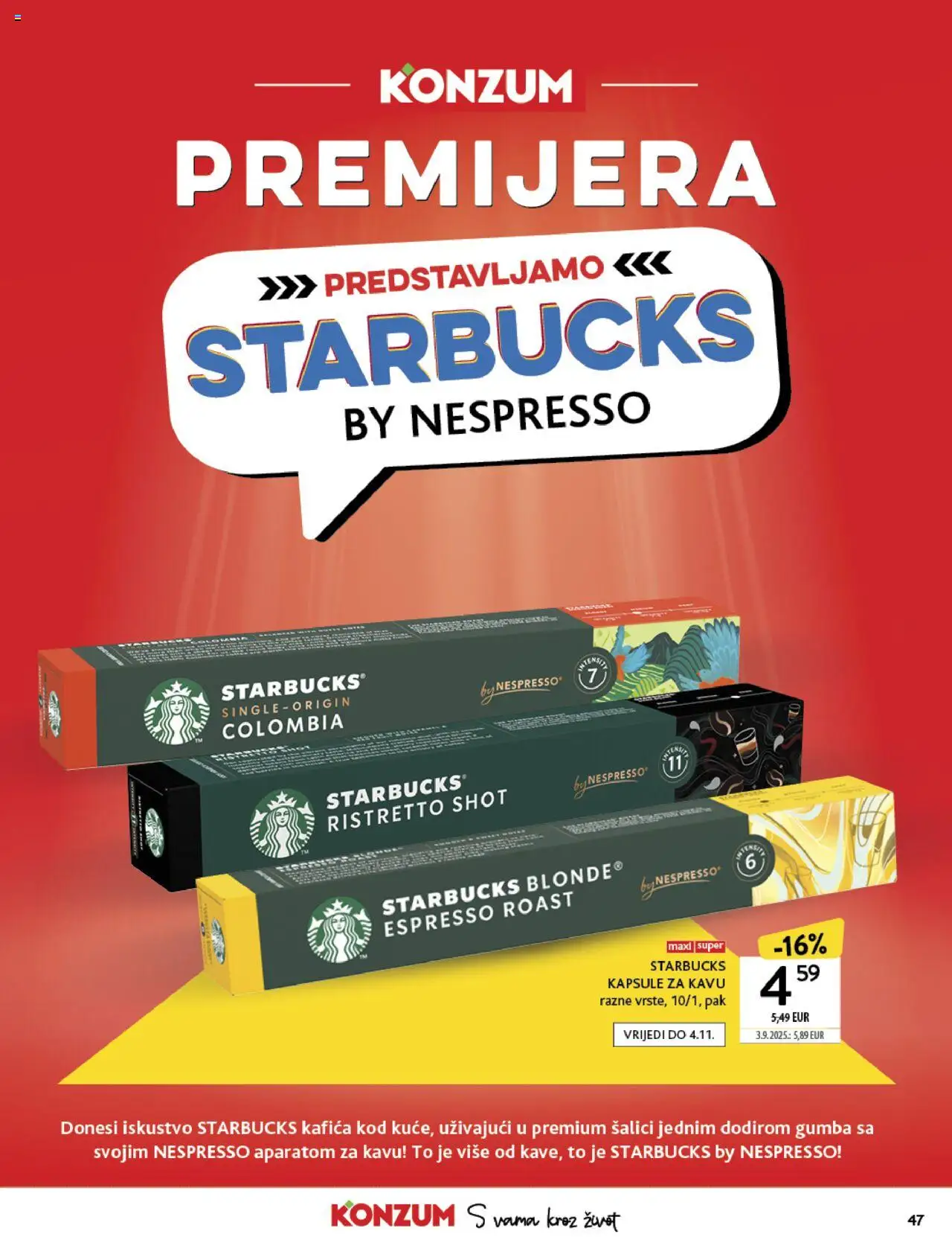 Konzum katalog | vrijedi od 15.10.2025 | Stranica: 47 | Proizvodi: Kapsule za kavu
