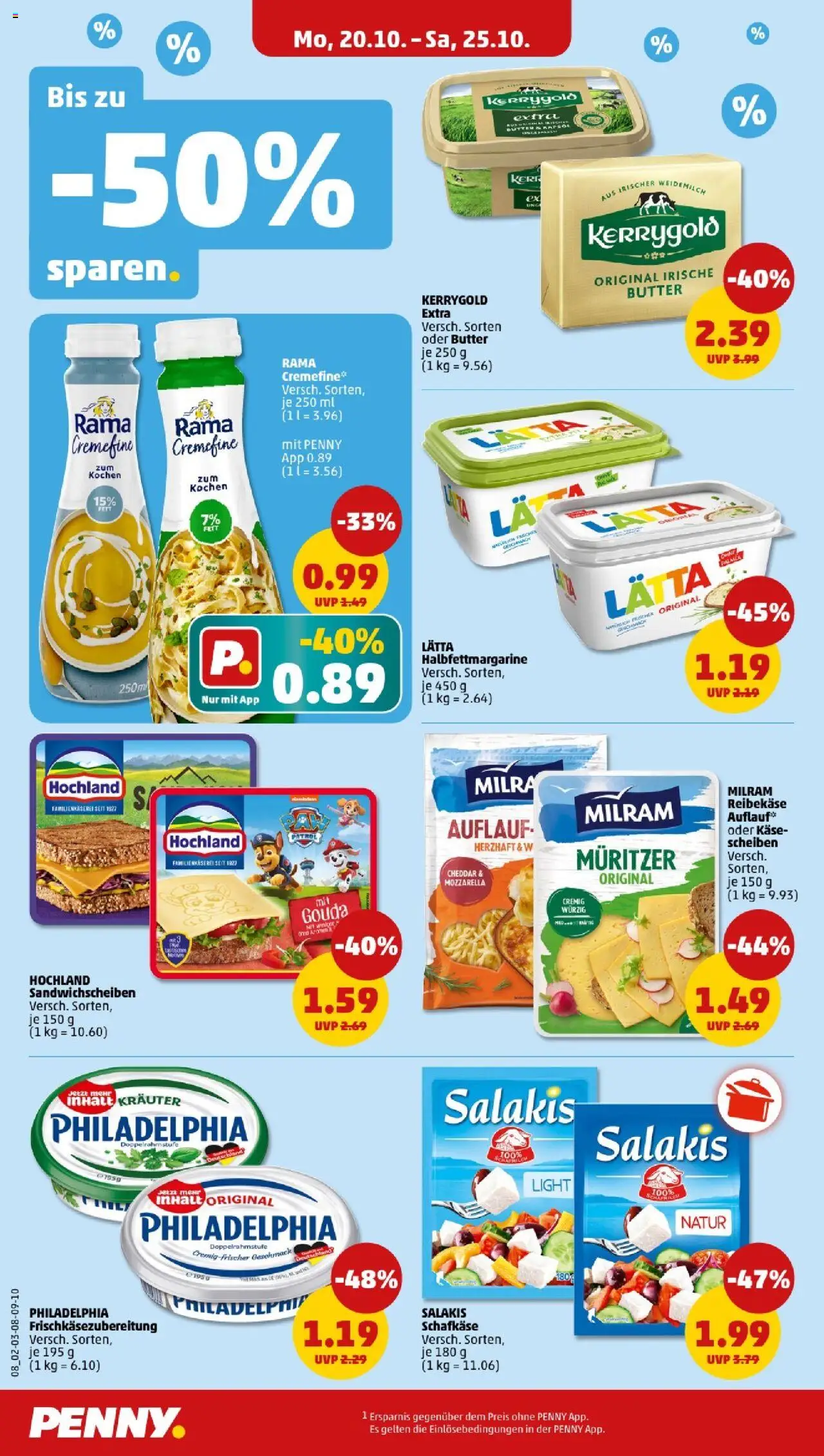 Penny - Niedersachsen – gültig ab 20.10.2025 | Seite: 8 | Produkte: Butter, Philadelphia, Rama cremefine, Salakis