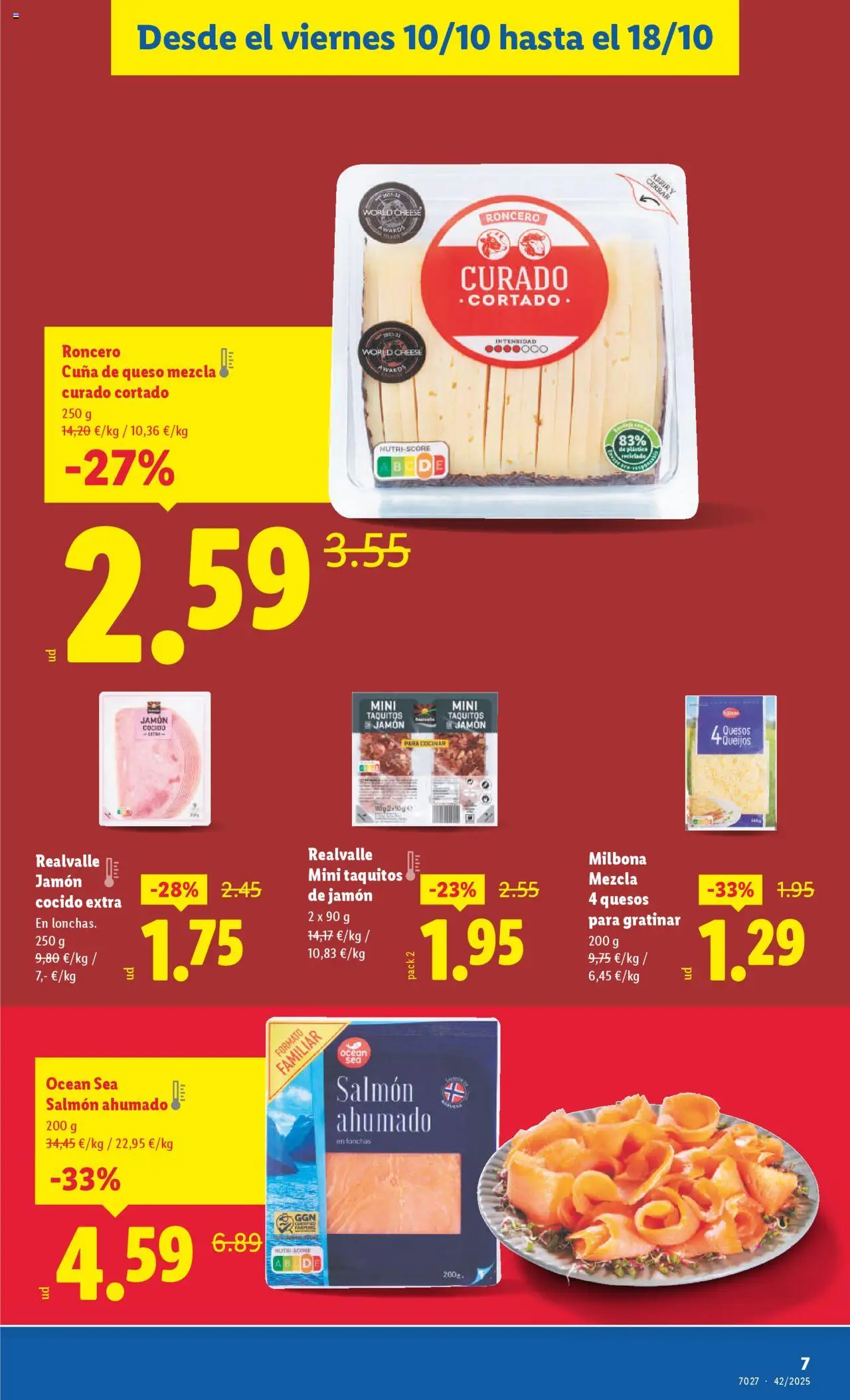 Lidl - Canarias │ válido desde el 10.10.2025 | Página: 7 | Productos: Queso, Jamón, Salmón ahumado, Cuna