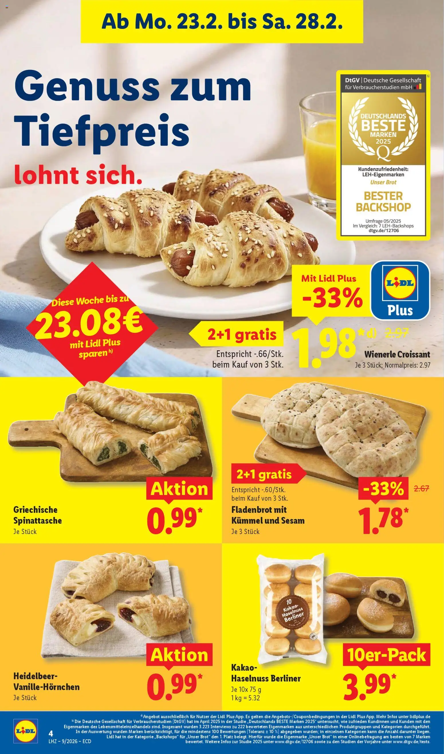 Lidl - Prospekt – gültig ab 23.02.2026 | Seite: 10 | Produkte: Berliner, Croissant, Brot