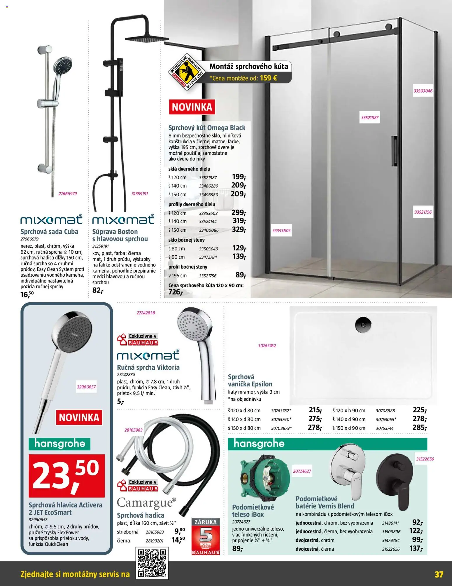 Nové Bauhaus akcie – leták je platný od 09.03.2026 | Strana: 37 | Produkty: Sprchové dvere, Sprchový kút, Dvere