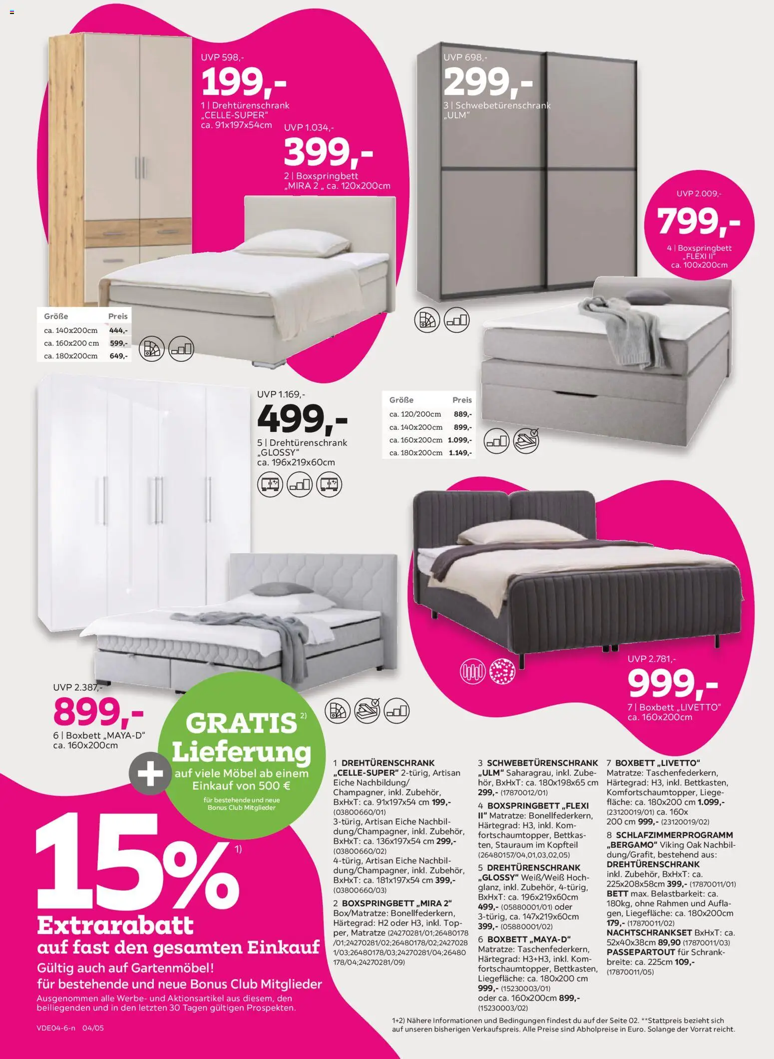 Mömax Prospekt 	 – gültig ab 20.04.2026 | Seite: 4 | Produkte: Top, Matratze, Schrank, Gartenmöbel