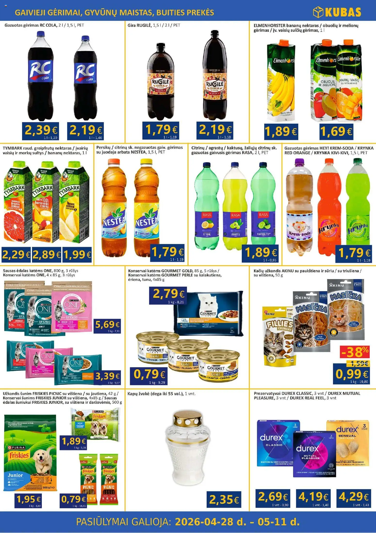 Kubas akcijos nuo 28.04.2026 | Puslapis: 10 | Prekių: Gaivusis gėrimas, Konservai, Sultys, Vištiena