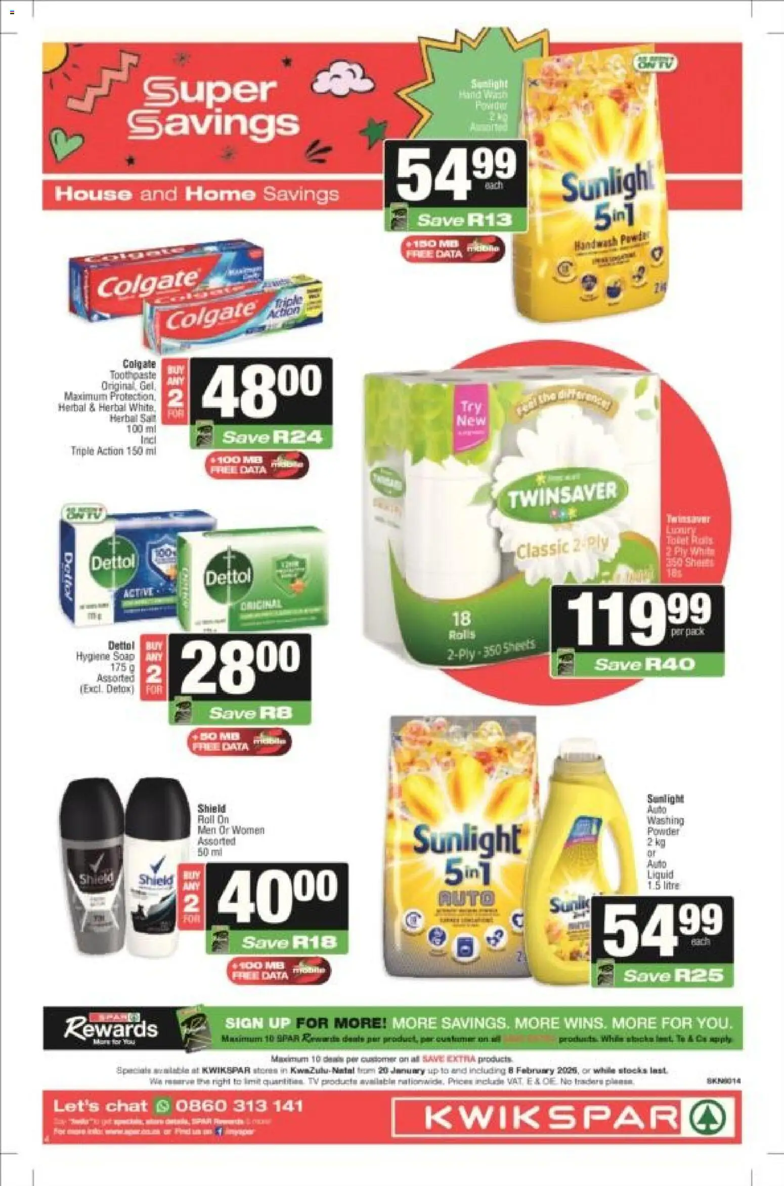 New KWIKSPAR catalogue – valid from 20.01.2026 | Page: 4 | Products: Handwash, Powder, Soap, Toothpaste