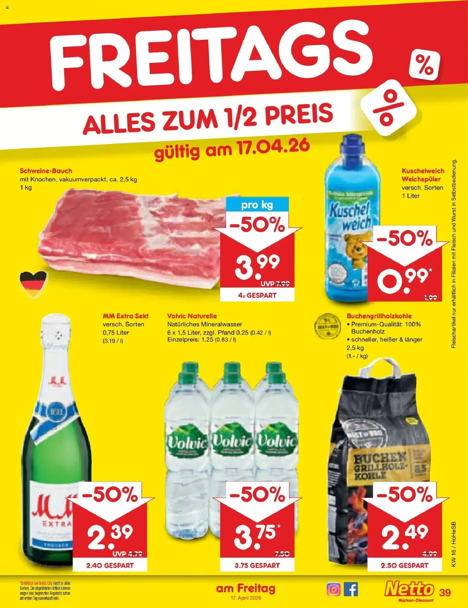 Netto Marken-Discount Prospekt Hamburg	 – gültig ab 13.04.2026 | Seite: 51 | Produkte: Sekt, Schweinebauch, Kuschelweich, Wurst