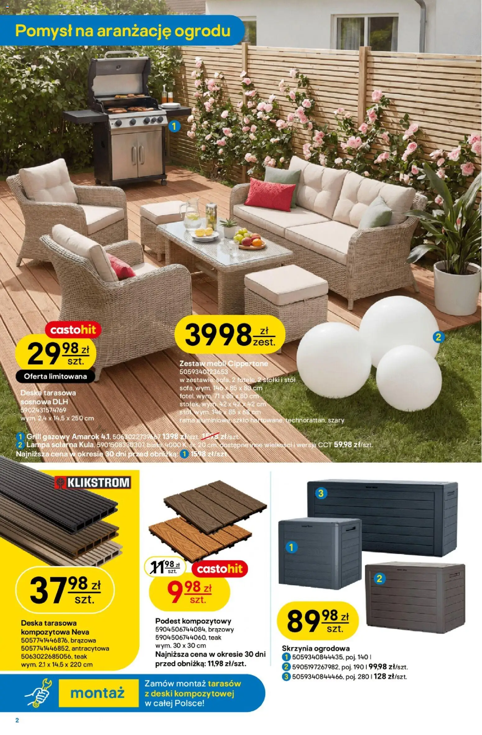 Castorama gazetka od 22.04.2026 | Strona: 2 | Produkty: Lampa solarna, Grill, Grill gazowy, Lampa