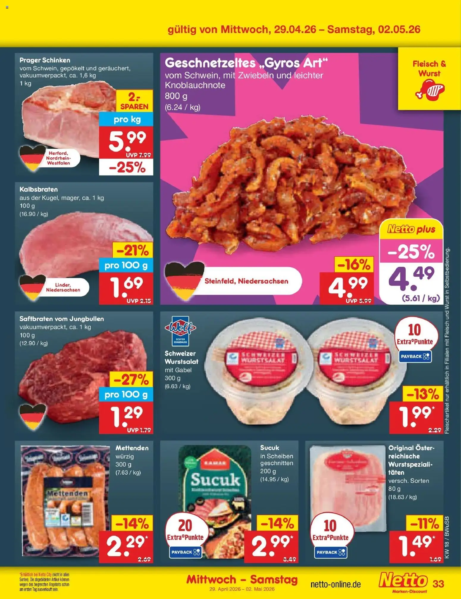 Netto Marken-Discount Prospekt Stemwede-Dielingen	 – gültig ab 27.04.2026 | Seite: 47 | Produkte: Zwiebeln, Wurst, Schinken, Fleisch