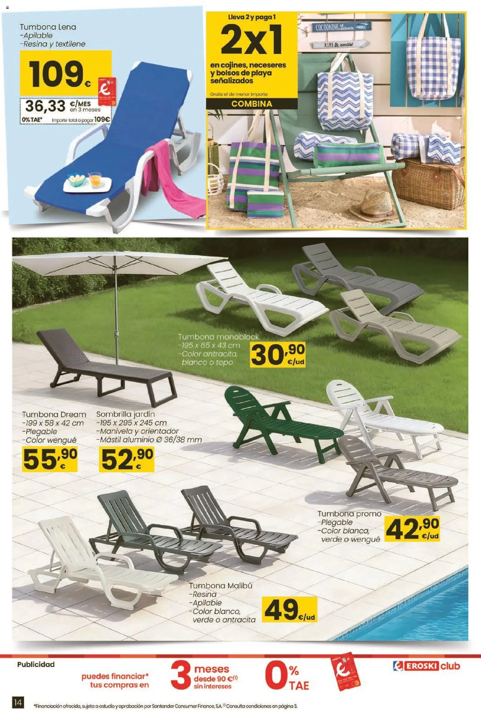 Eroski Qué planazo │ válido desde el 26.03.2026 | Página: 14 | Productos: Sombrilla, Tumbona