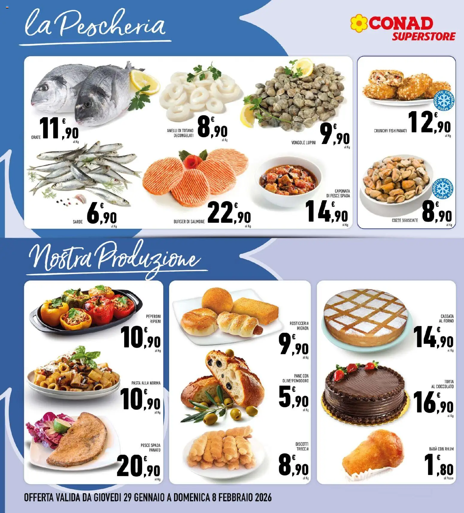 Volantino Conad del 29.01.2026 | Pagina: 8 | Prodotti: Salmone, Vongole, Pasta, Pesce spada