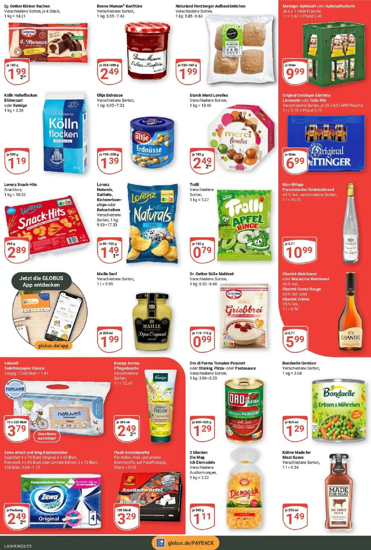 Globus prospekt Lahnstein	 - gültig ab dem 11.08.2025 | Seite: 8 | Produkte: Kolln haferflocken, Mariacron, Creme, Chips