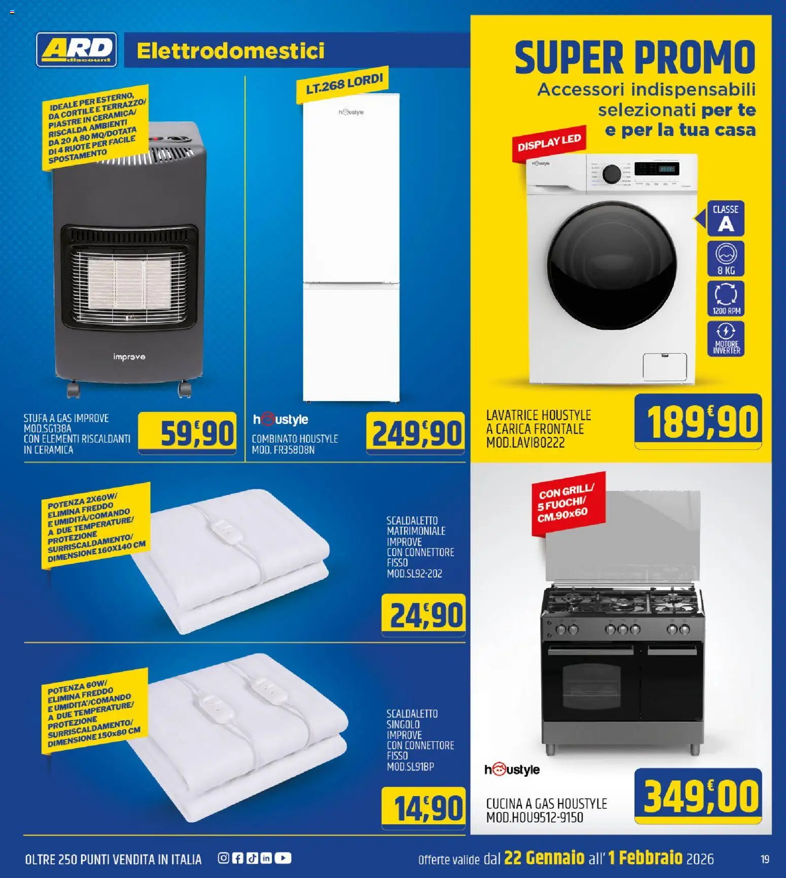 Volantino ARD Discount del 22.01.2026 | Pagina: 19 | Prodotti: Tè, Stufa, Lavatrice, Connettore