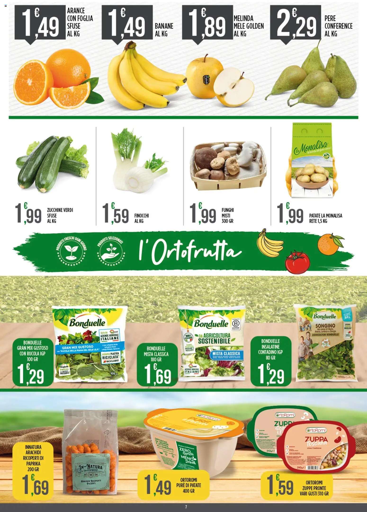Volantino Euroesse del 09.03.2026 | Pagina: 7 | Prodotti: Arance, Banane, Rucola, Patate