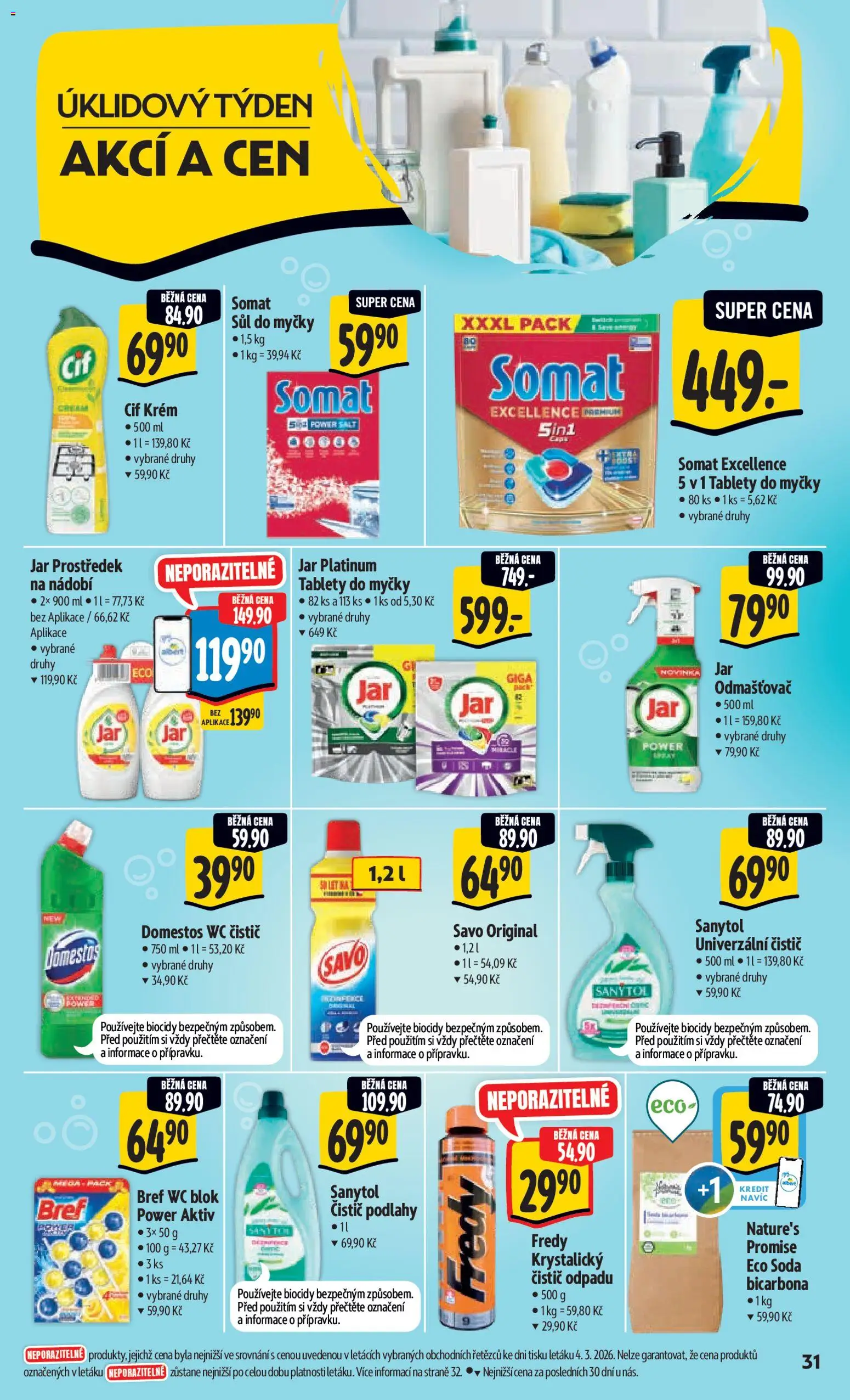 Albert leták - Hypermarket od 11.03.2026 | Strana: 39 | Produkty: Univerzální čistič, Čistič odpadů, Wc čistič, Jar