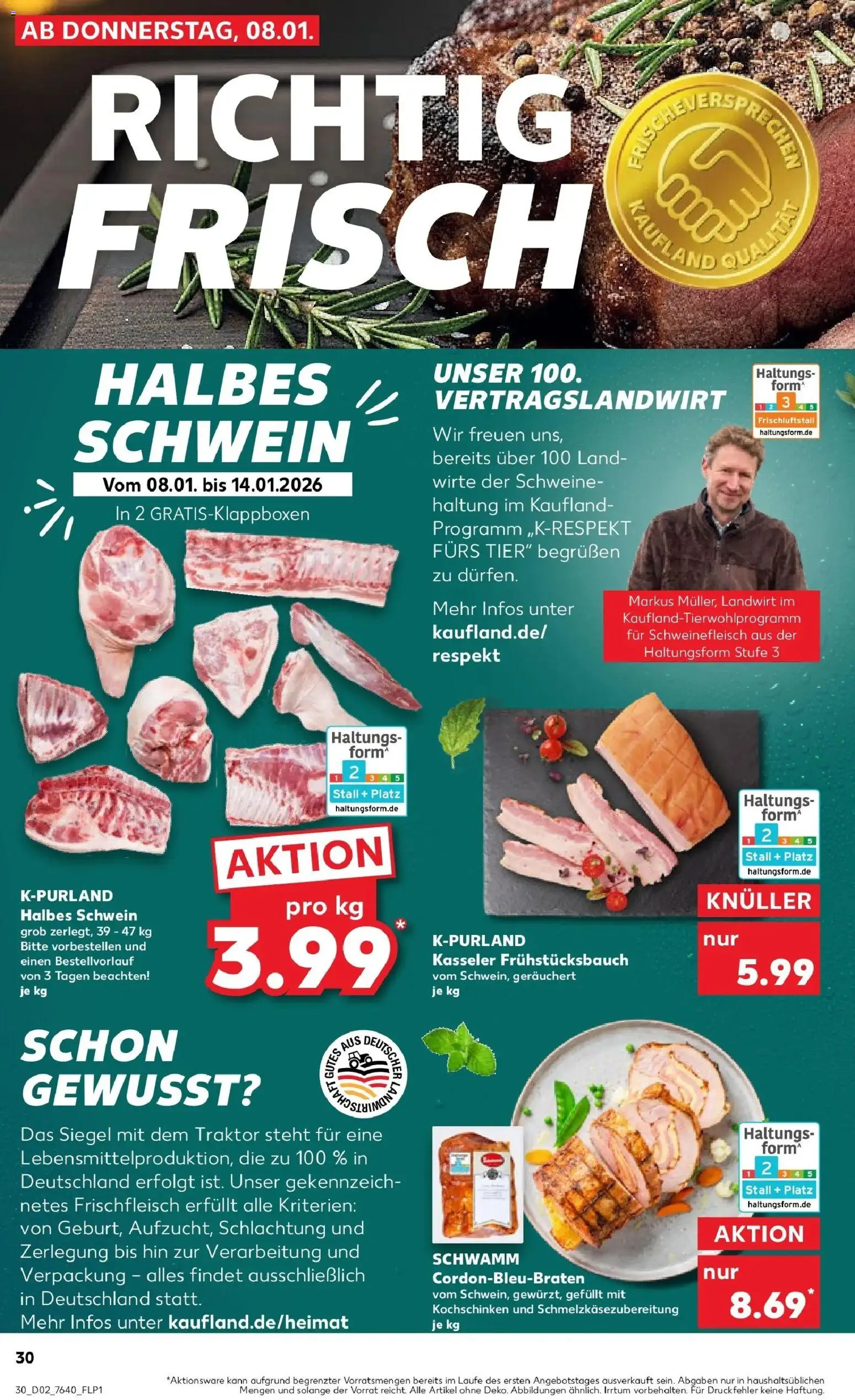 Kaufland prospekt Menden (Sauerland)	 – gültig ab 11.01.2026 | Seite: 30 | Produkte: Schweinefleisch