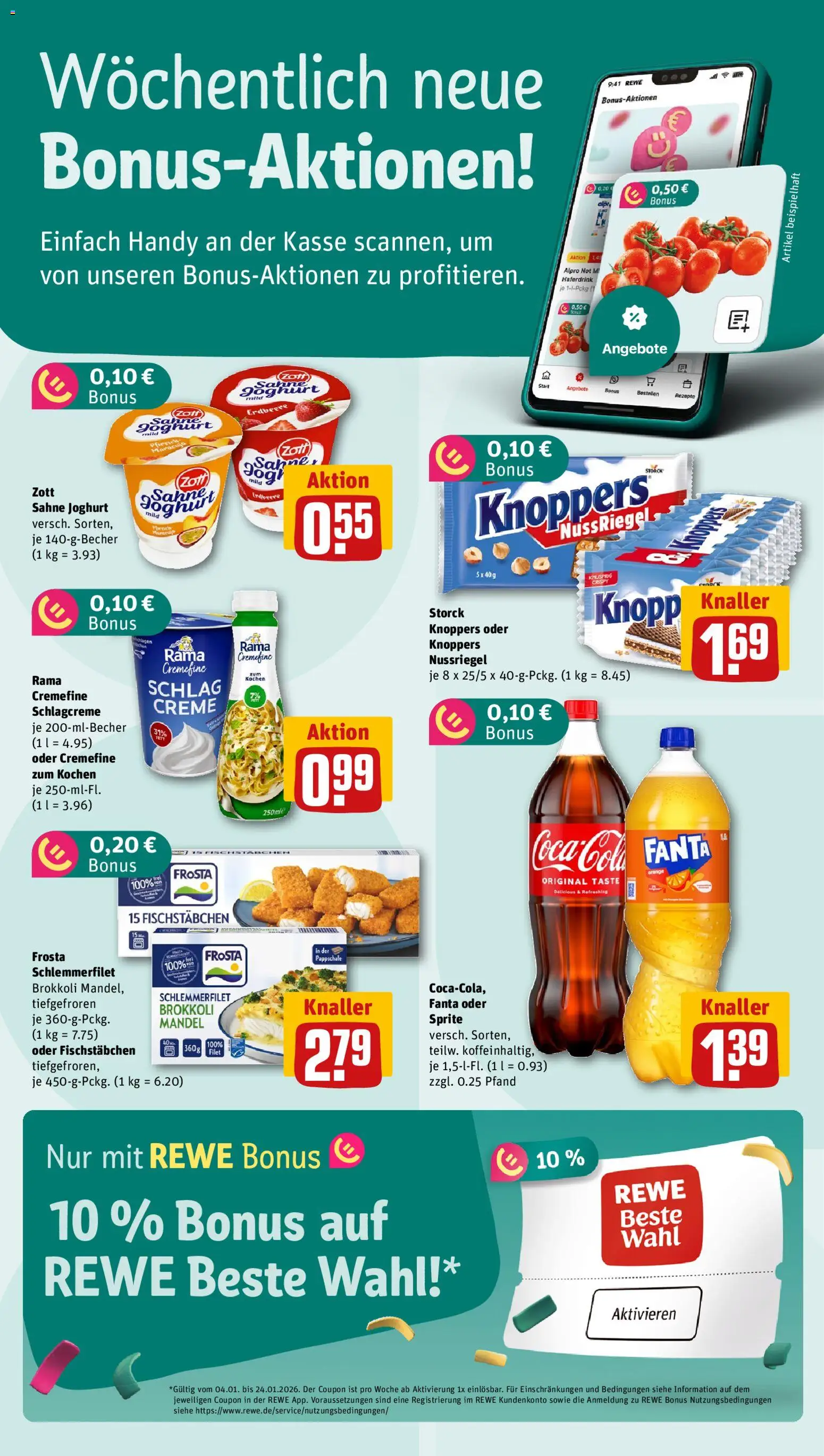 Rewe Prospekt 	 – gültig ab 12.01.2026 | Seite: 2 | Produkte: Joghurt, Creme, Knoppers, Sahne