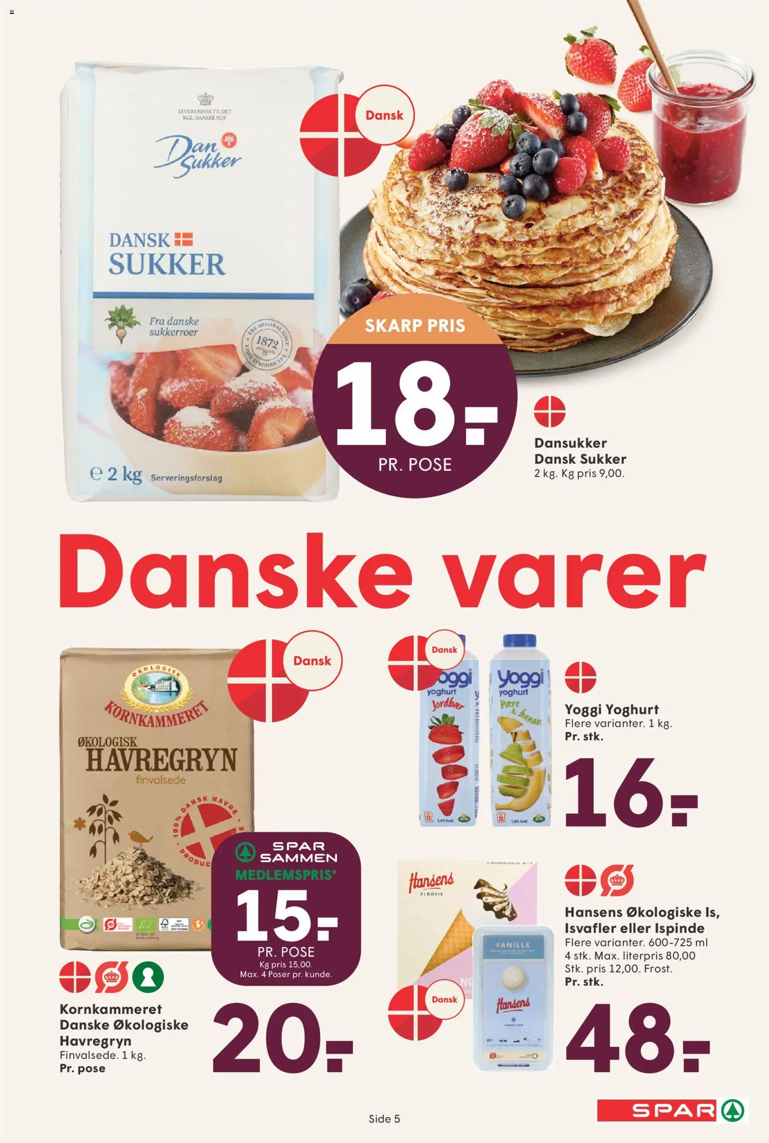 Spar tilbudsavis – gyldig fra 24.10.2025 | Side: 5 | Produkter: Flødeis, Havregryn, Isvafler, Sukker