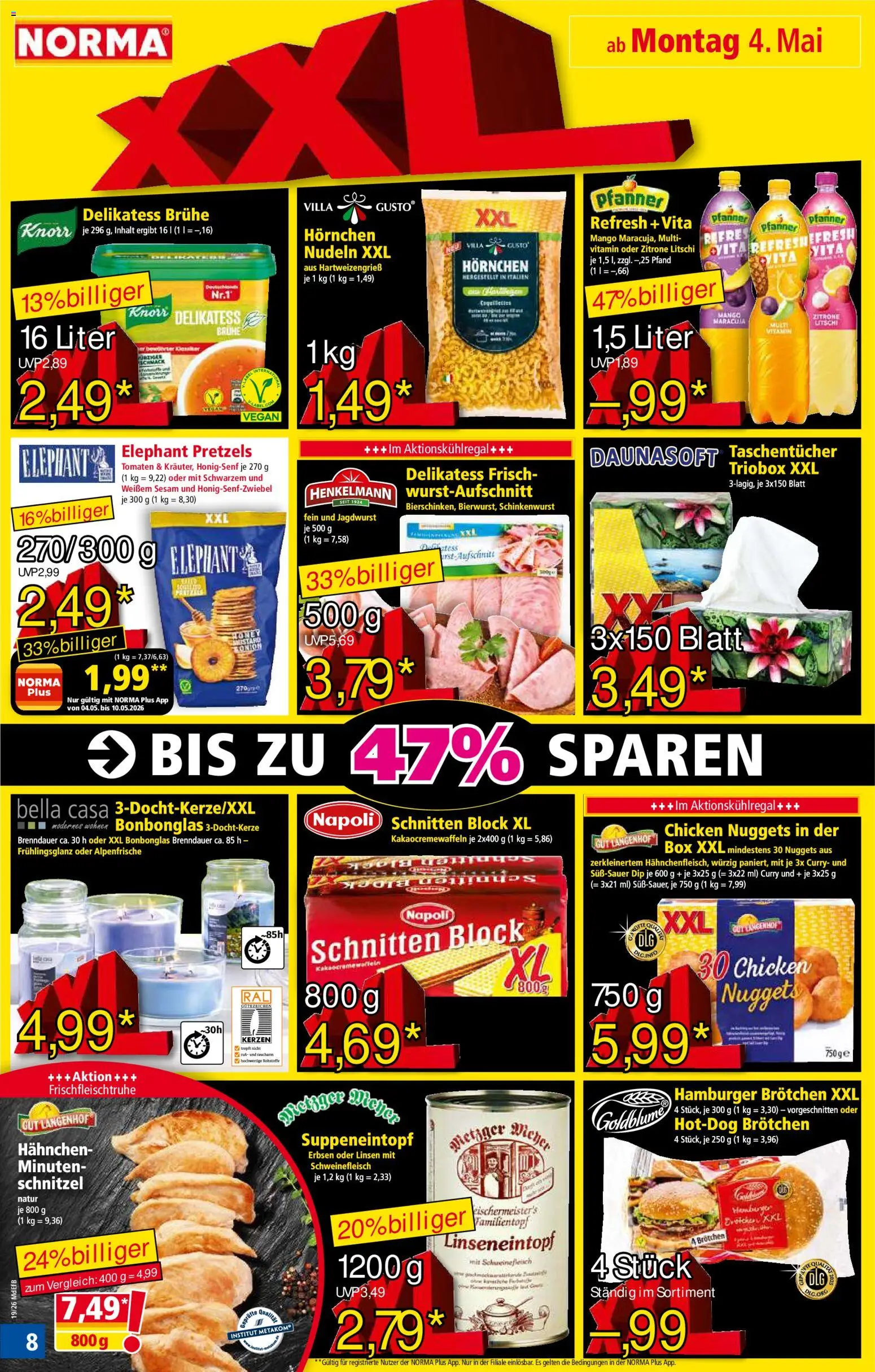 Norma Prospekt 	 – gültig ab 04.05.2026 | Seite: 8 | Produkte: Hahnchen, Knorr, Zitrone, Nudeln