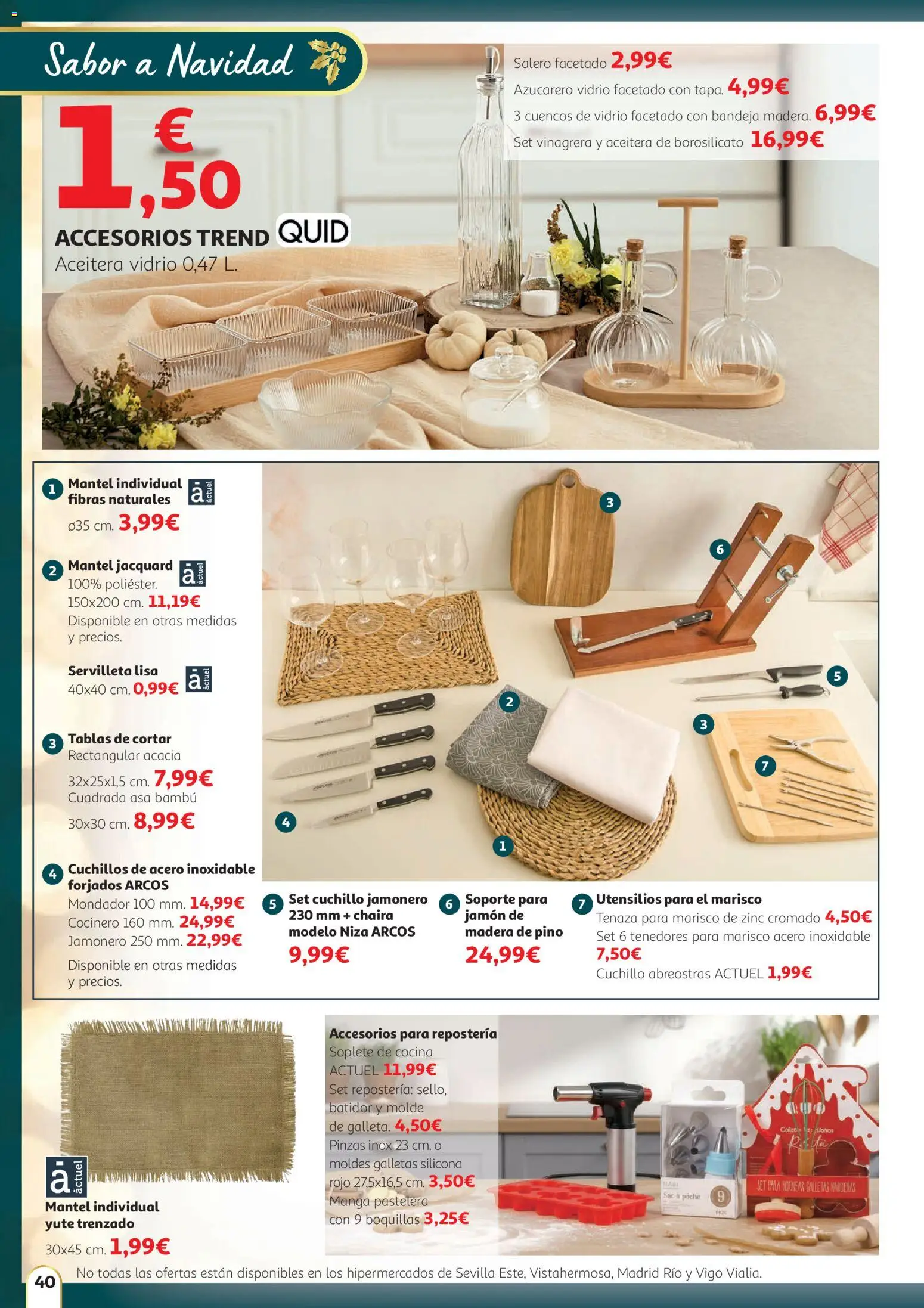 Alcampo - HG Nacional  │ válido desde el 11.12.2025 | Página: 40 | Productos: Mantel, Jamón, Cocina, Bandeja