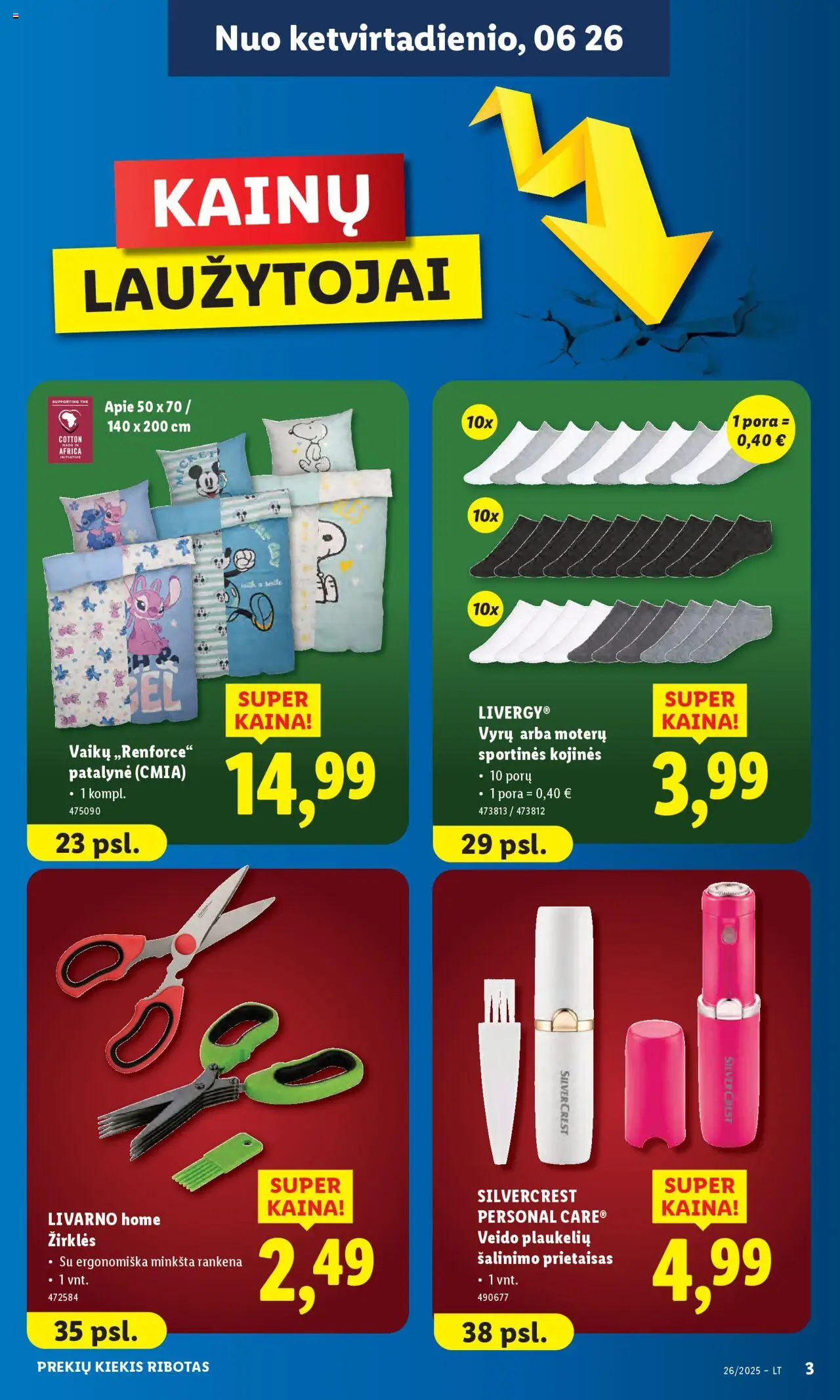 LIDL leidinys - Ne maisto prekių pasiūlymai│galioja nuo 23.06.2025 | Puslapis: 3 | Prekių: Kojinės