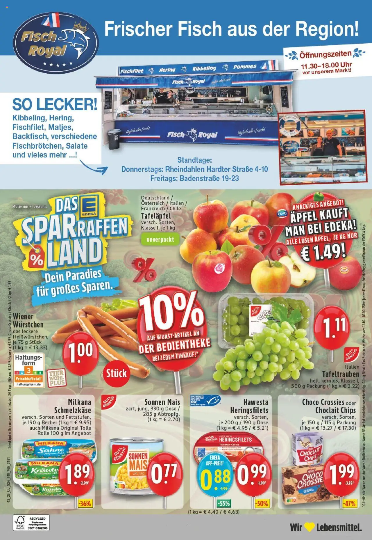 Edeka prospekt Mönchengladbach	 – gültig ab 13.10.2025 | Seite: 24 | Produkte: Wiener wurstchen, Milkana, Pommes, Fisch