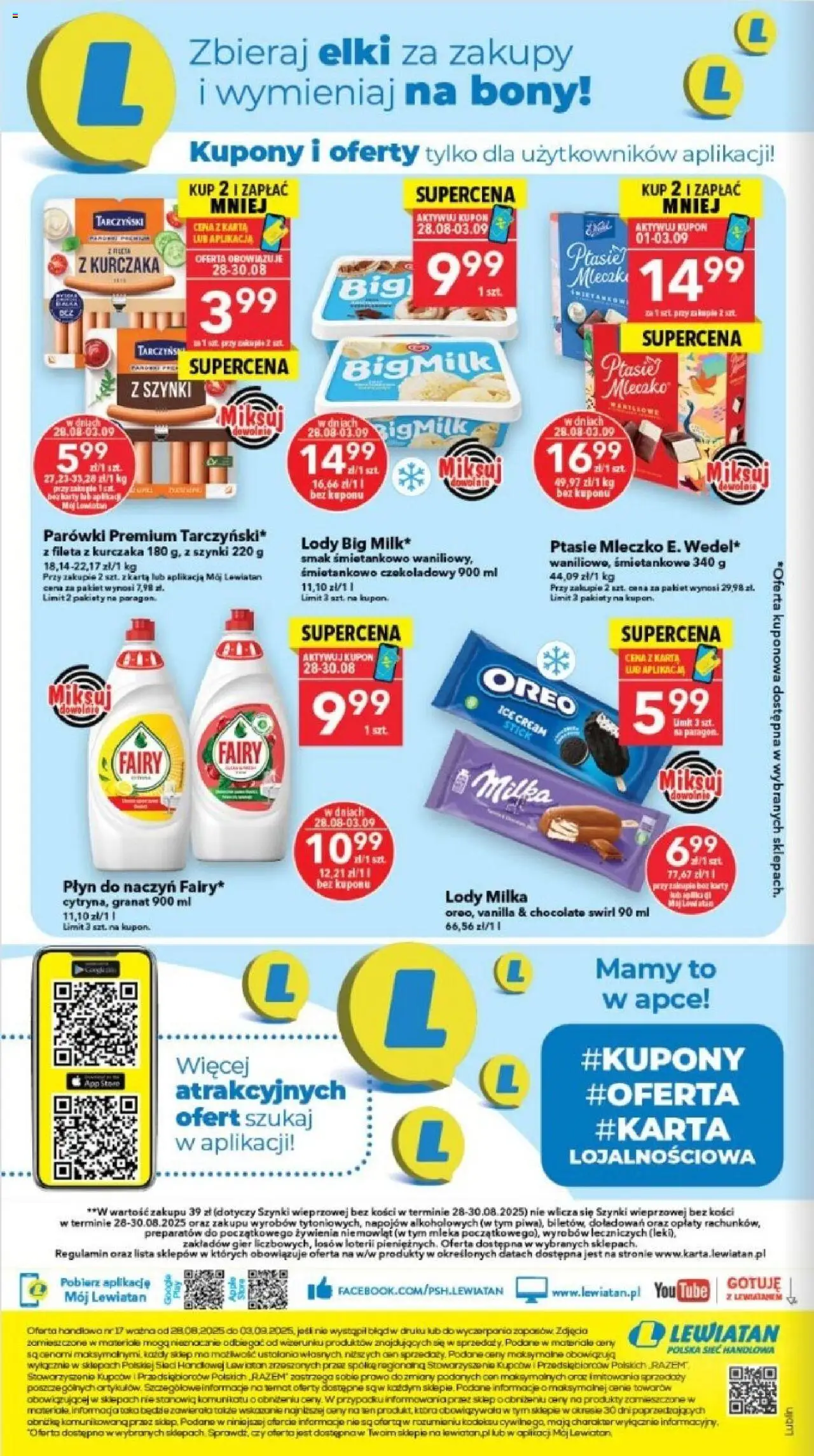 Lewiatan gazetka - Lublin od 28.08.2025 | Strona: 8 | Produkty: Karta, Milka, Fairy, Lody