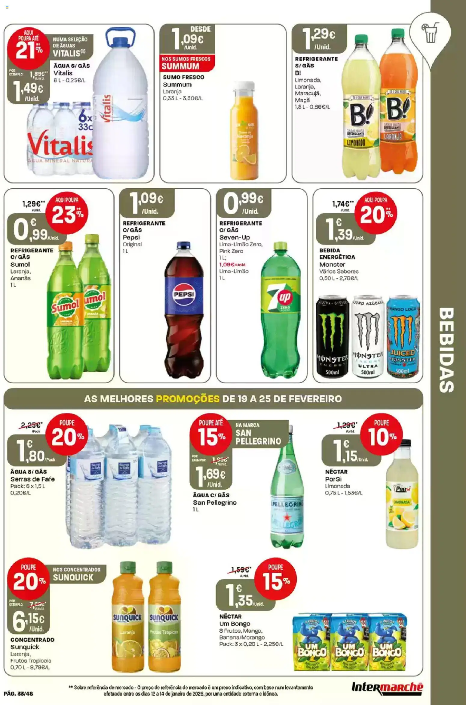 Intermarché folheto │ válido de 19.02.2026 | Página: 33 | Produtos: Refrigerante, Maça, Sumo, Água mineral