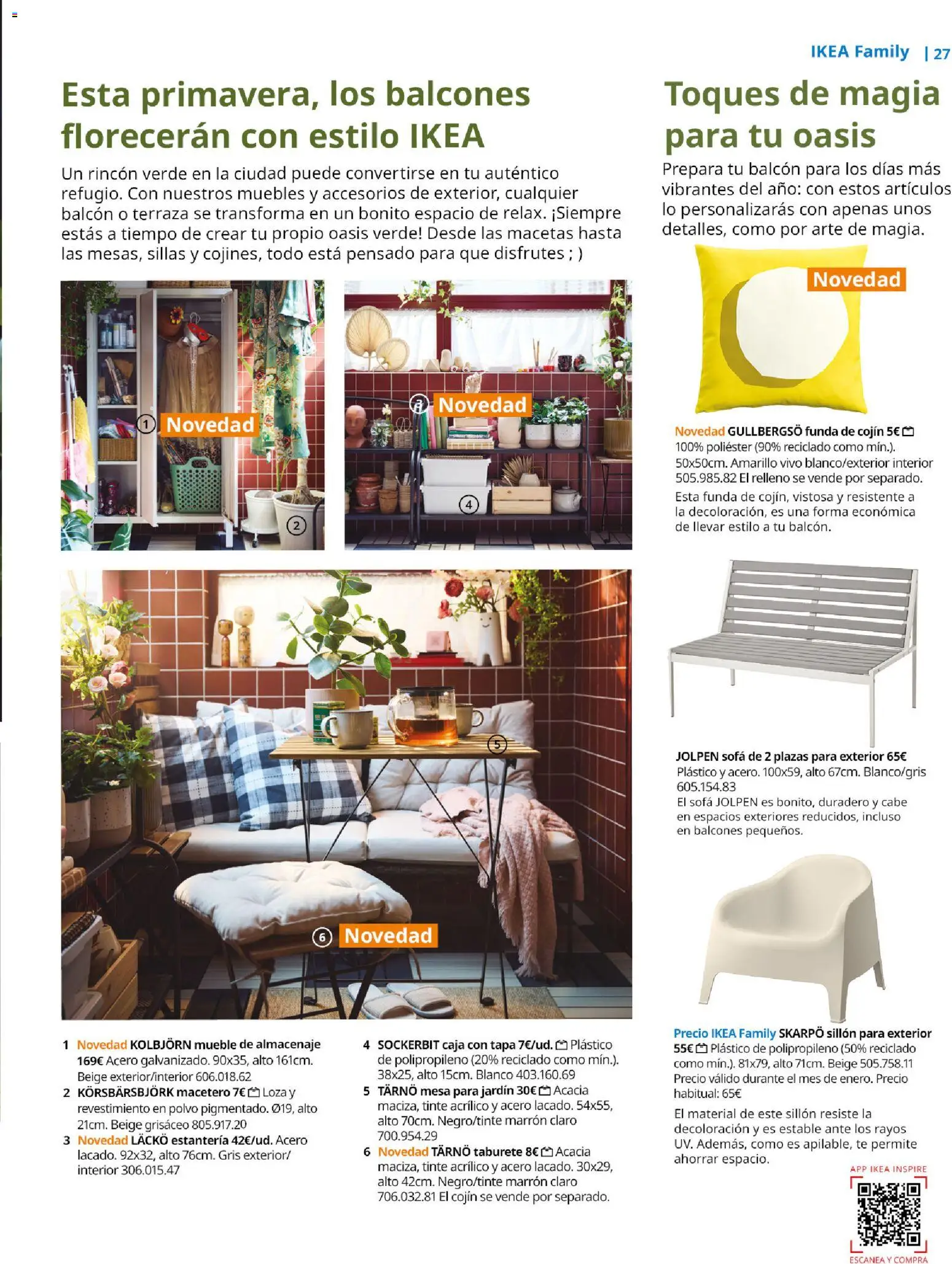 Catálogo IKEA Family Mallorca │ válido desde el 01.01.2026 | Página: 27 | Productos: Macetero, Almacenaje, Cojín, Sillón