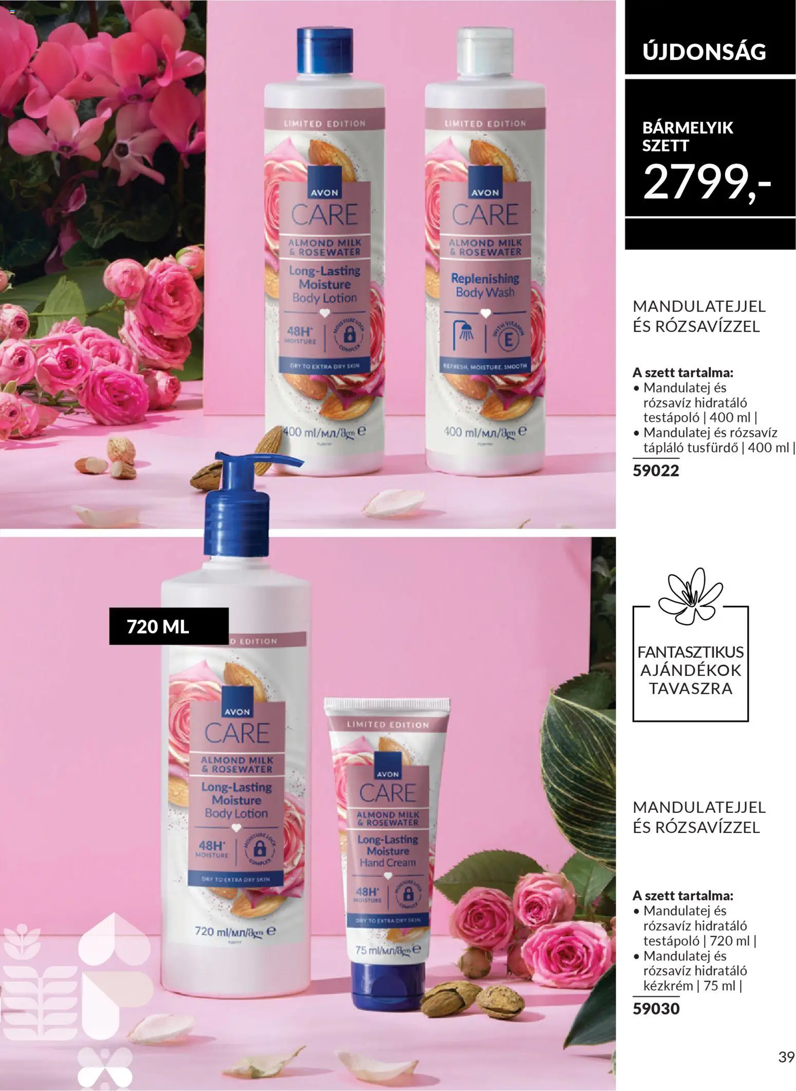 Avon akciós ujság - amely érvényes a következő dátumtól: 01.02.2026 | Oldal: 39 | Termékek: Mandulatej, Testápoló, Kézkrém, Tusfürdő