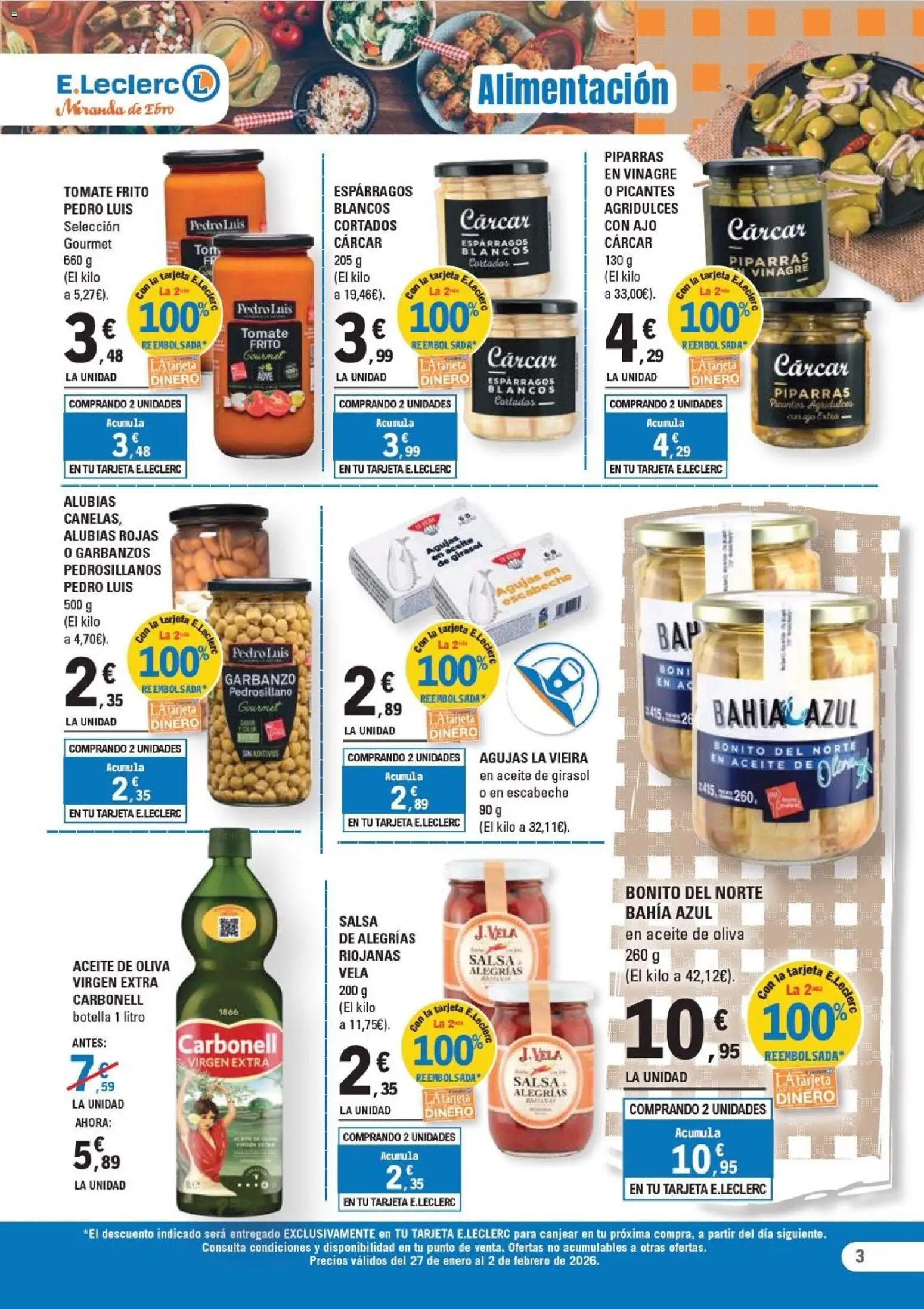 E.Leclerc folleto │ válido desde el 27.01.2026 | Página: 3 | Productos: Aceite, Aceite de oliva, Aceite de girasol, Vela