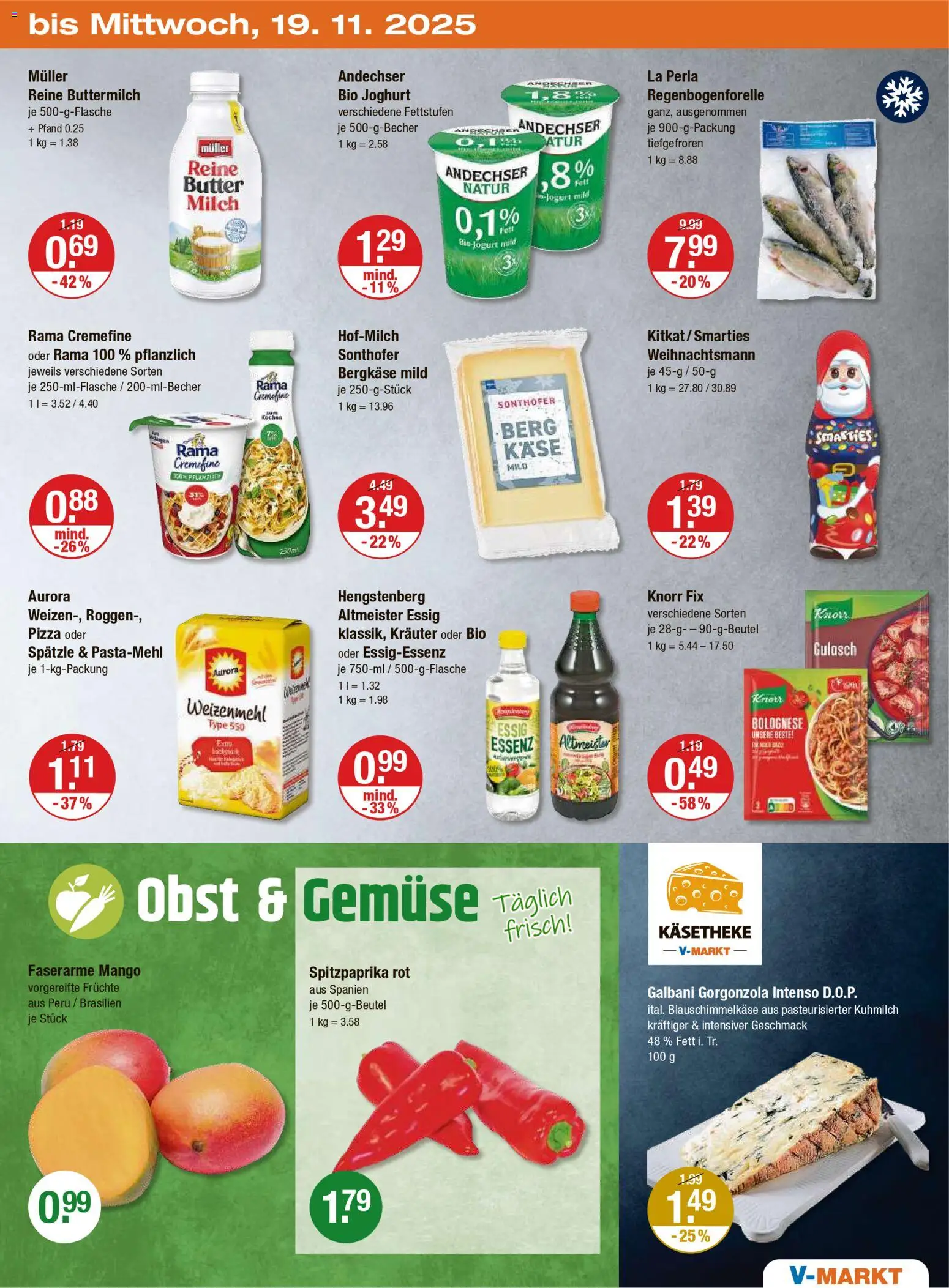 V-Markt - M&#252;nchen – gültig ab 13.11.2025 | Seite: 23 | Produkte: Milch, Joghurt, Gemüse, Mango
