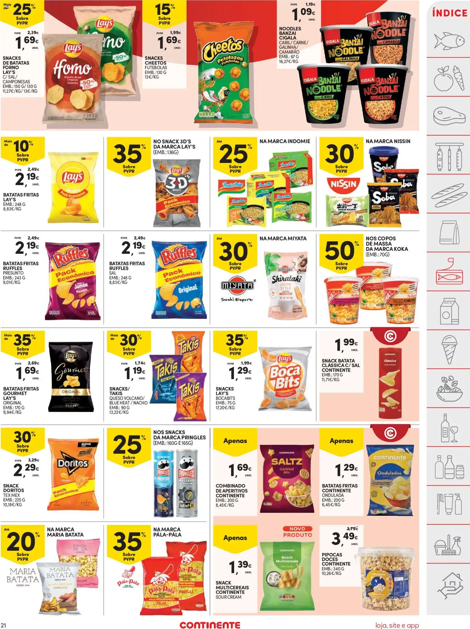Continente folheto │ válido de 14.04.2026 | Página: 21 | Produtos: Pipocas, Presunto, Carne, Batatas fritas