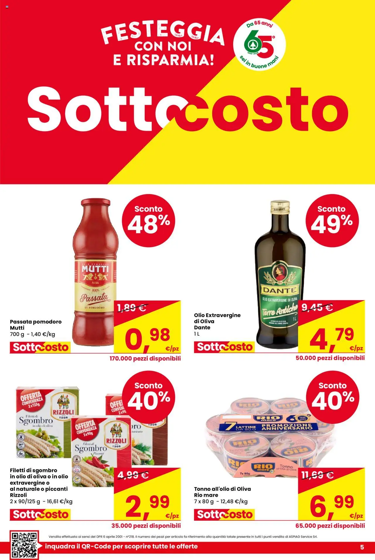 Volantino Despar del 02.10.2025 | Pagina: 5 | Prodotti: Pomodoro, Tonno, Mutti, Olio di Oliva