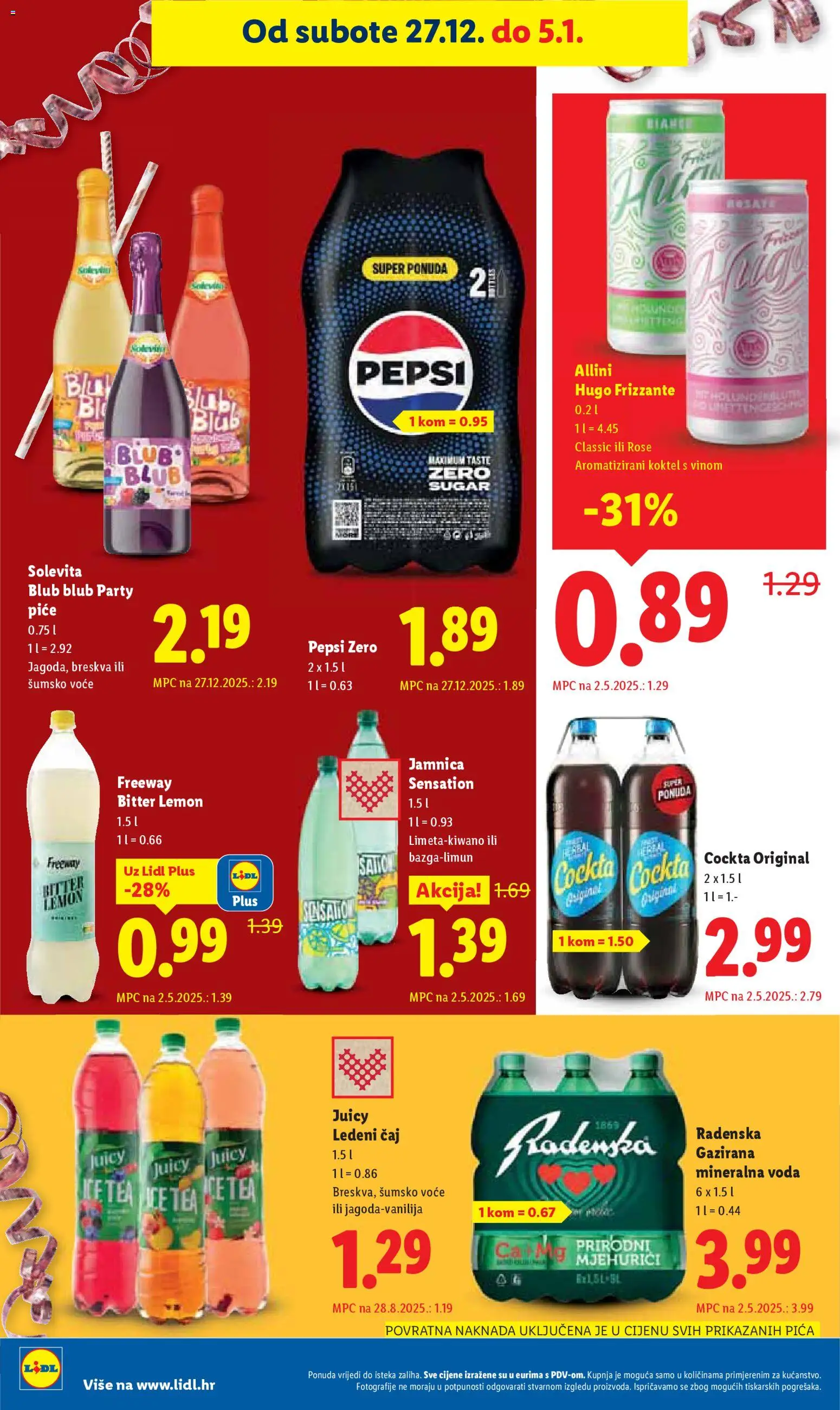 Lidl katalog | vrijedi od 27.12.2025 | Stranica: 20 | Proizvodi: Gazirana mineralna voda, Pica, Čaj, Voće
