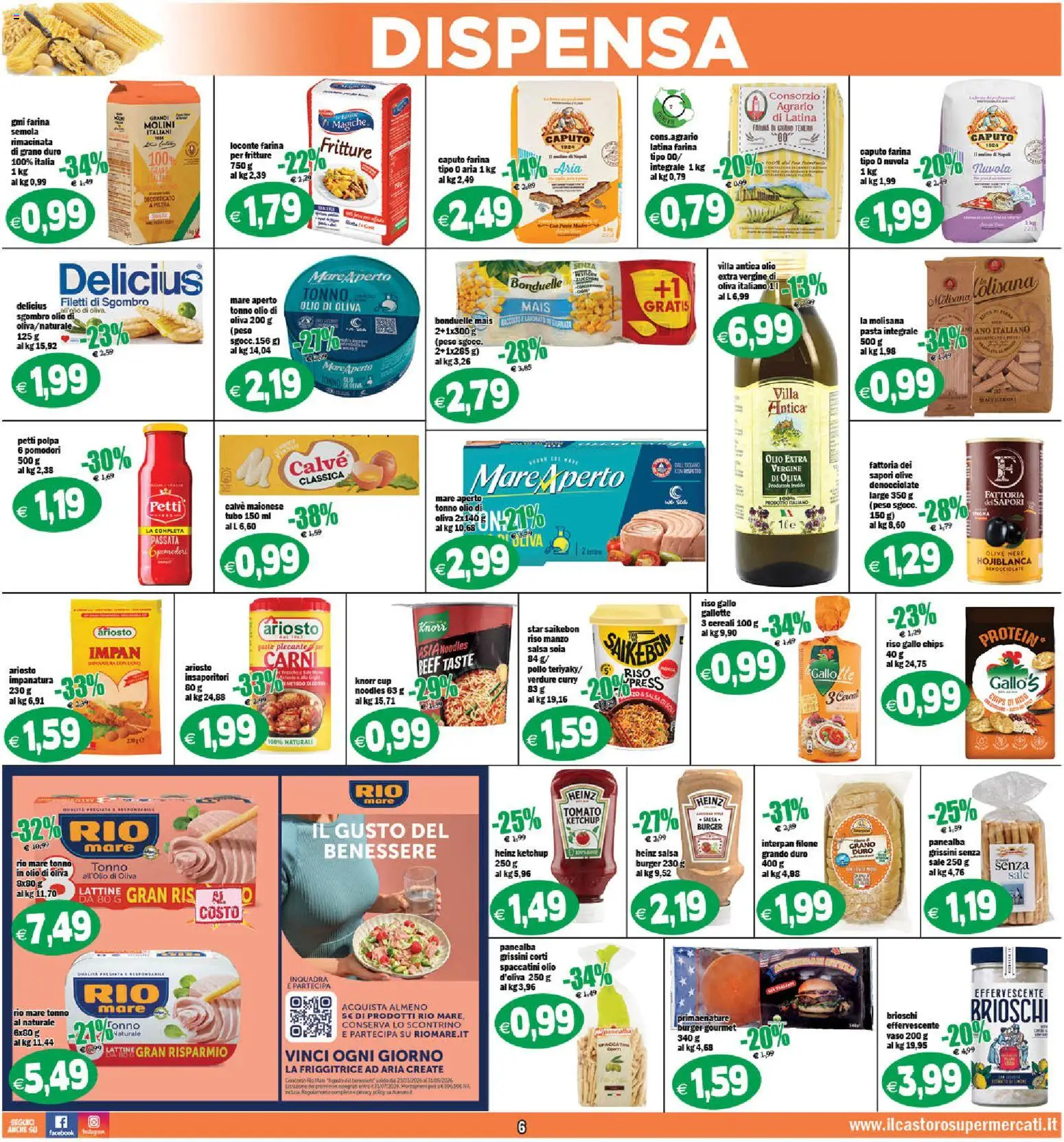 Volantino Il Castoro del 17.04.2026 | Pagina: 6 | Prodotti: Riso, Manzo, Farina, Olio di Oliva