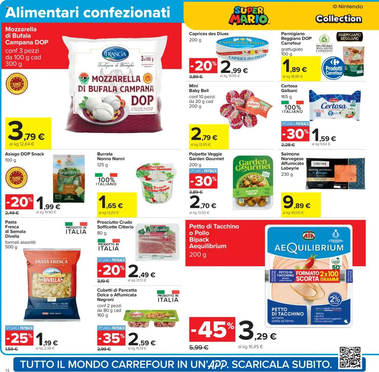 Volantino Carrefour del 26.09.2025 | Pagina: 14 | Prodotti: Salmone affumicato, Prosciutto Crudo, Forno, Parmigiano