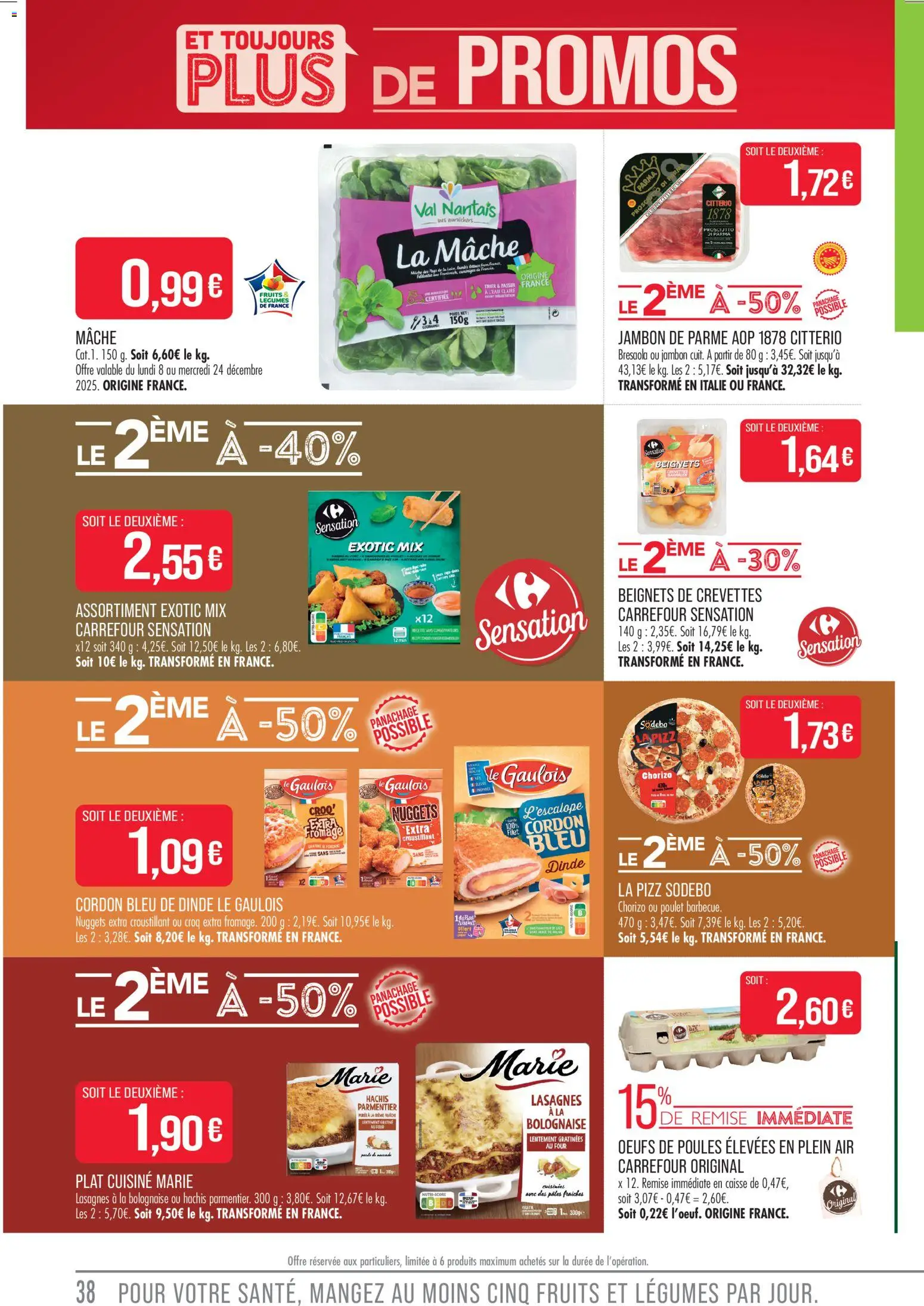 {H1} | Page: 38 | Produits: Mâche, Crevettes, Pâtes fraîches, Lasagnes